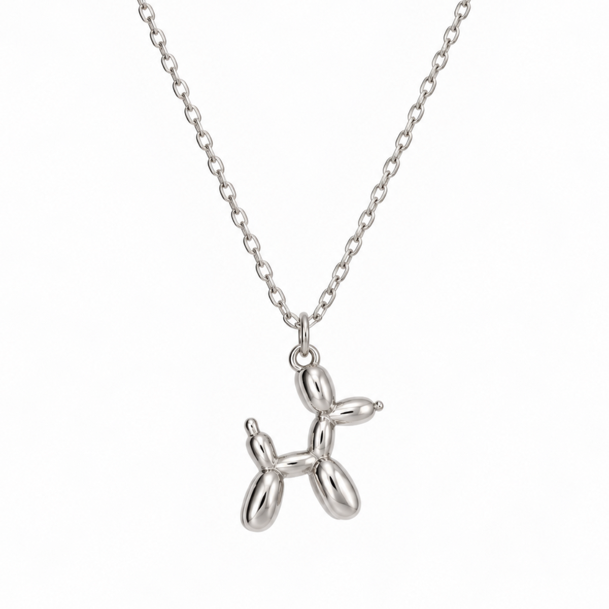 Balloon Dog Necklace (Silver)