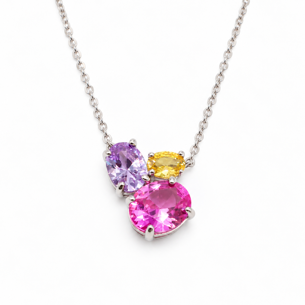 Blush Crystal Necklace (Silver)
