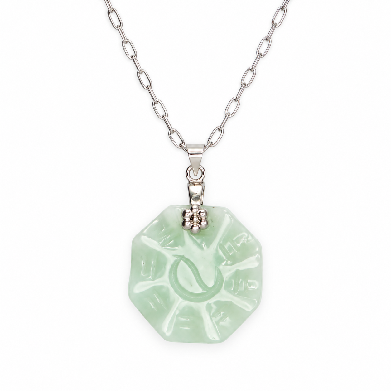 Jade Ying Yang Necklace (Silver)