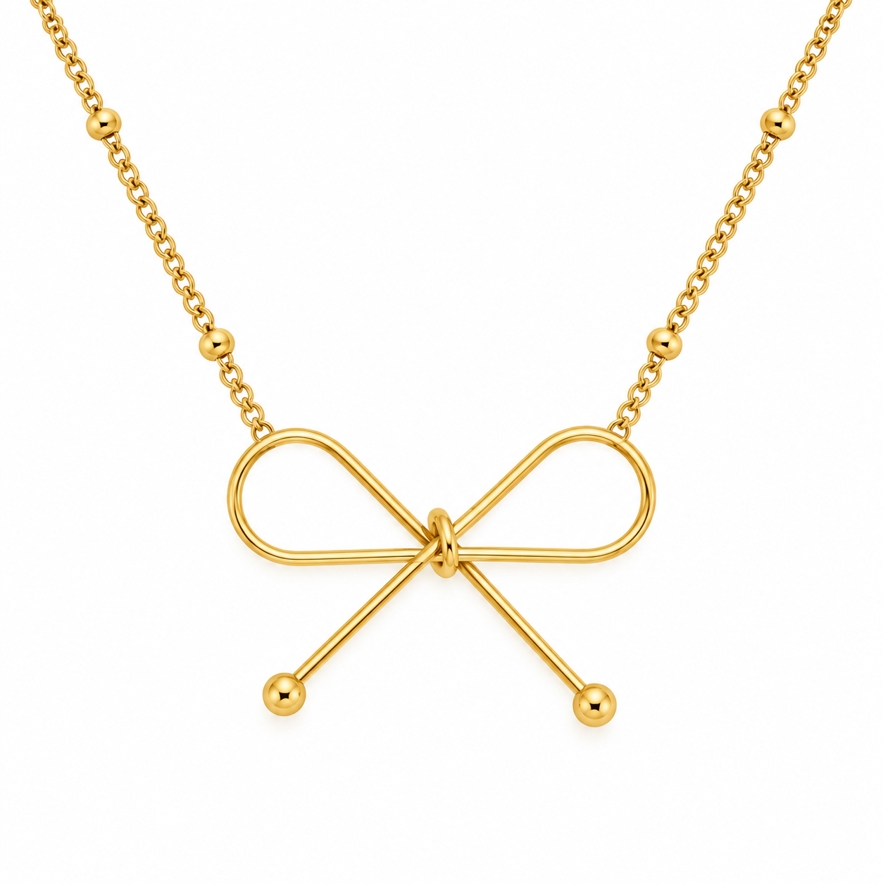 Thin Bow Necklace (Gold)