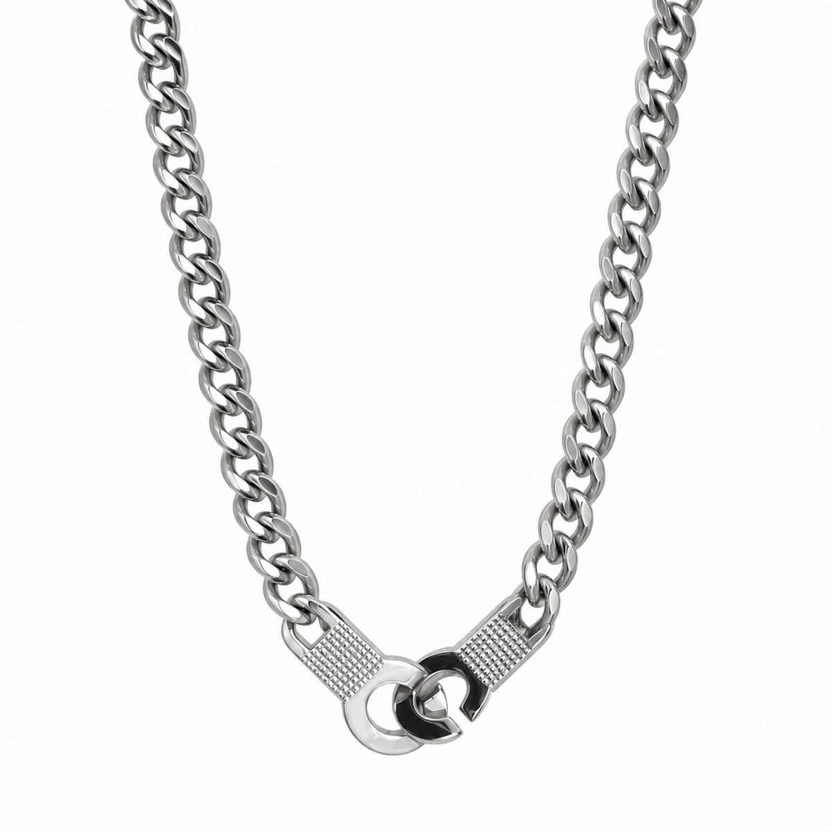 Handcuff Buckle Cuban Chain (Silver)