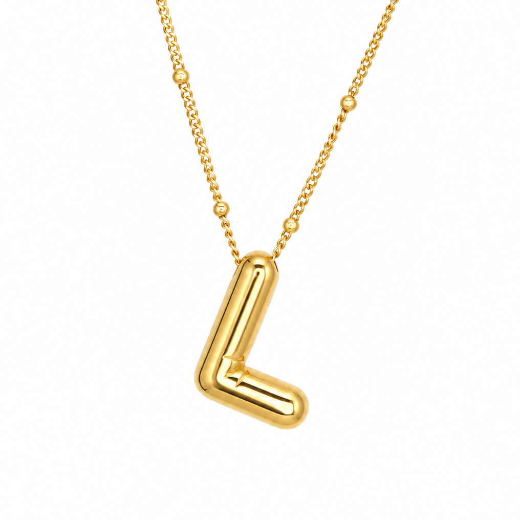 Bubble Letter Necklace (Gold)