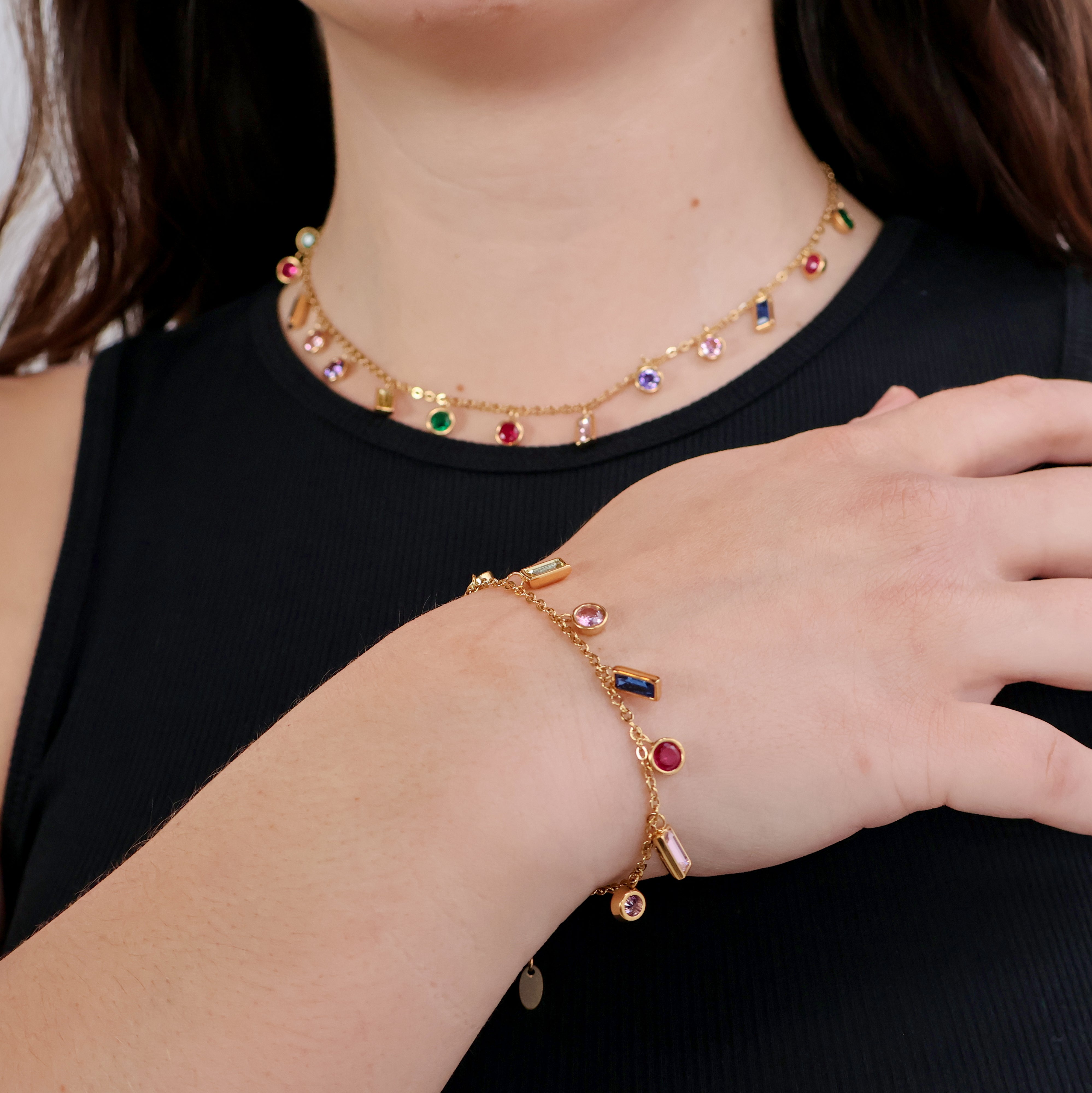 Bejeweled Charm Bracelet (Gold)