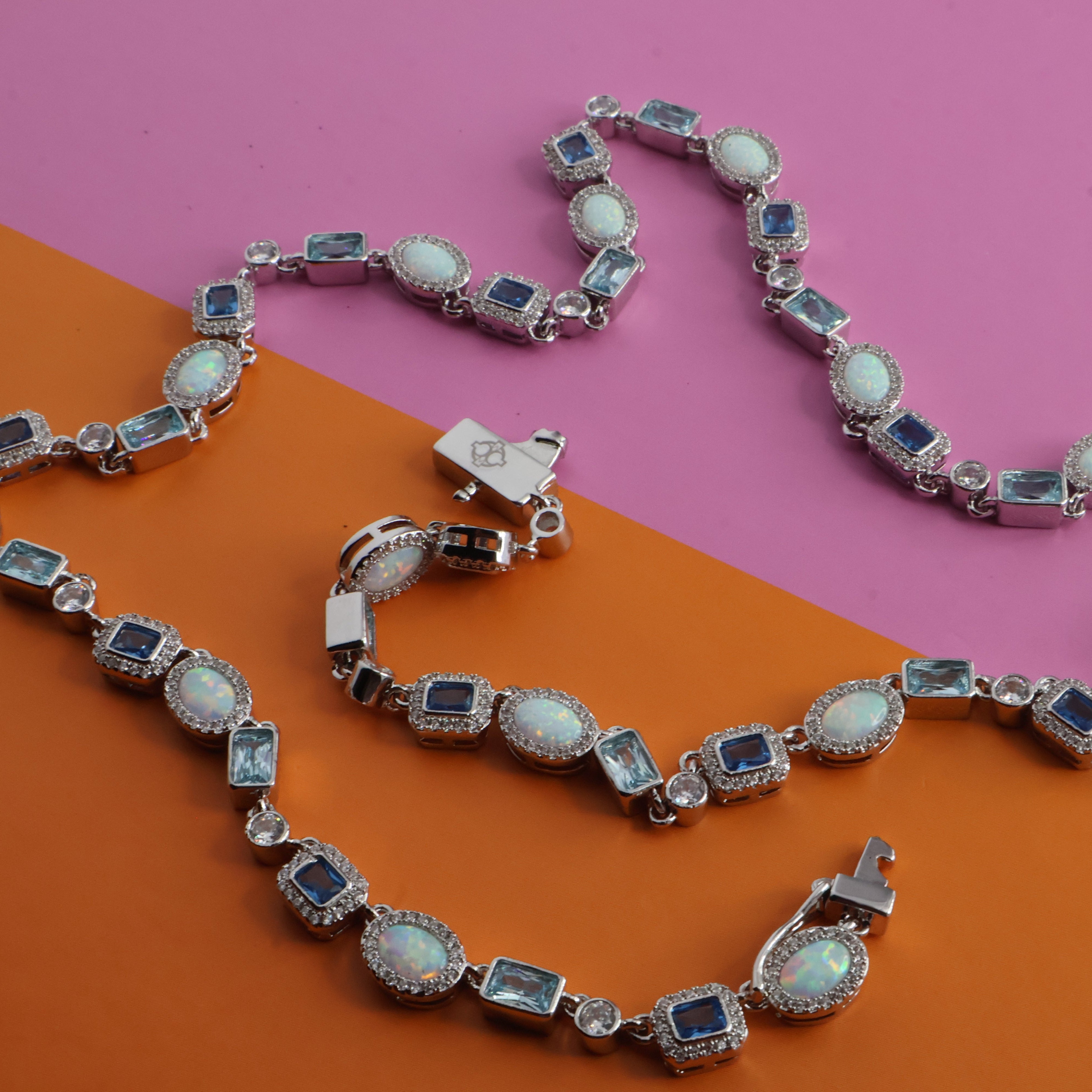 Blue Mini Vanguard Jewel Necklace (Silver)
