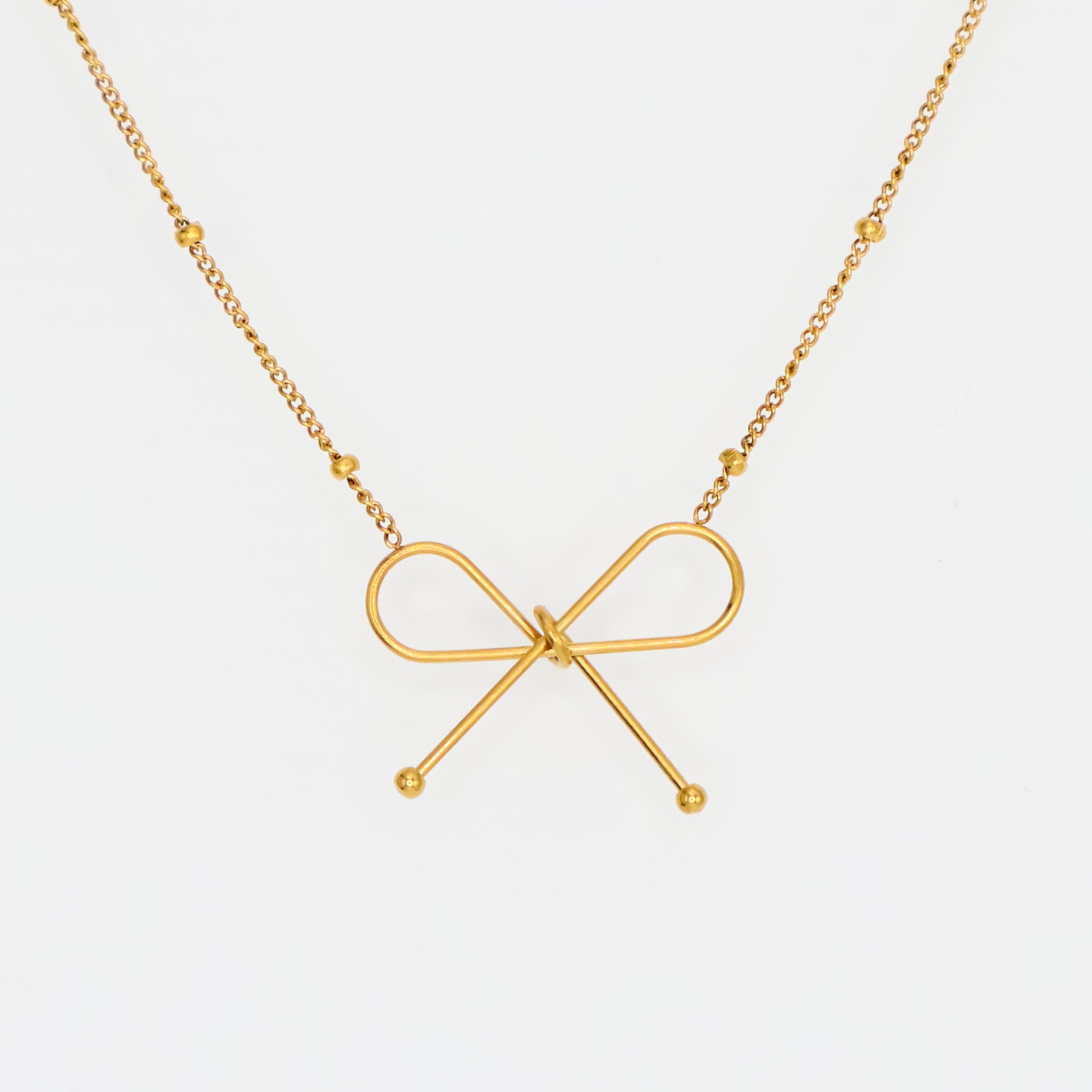 Thin Bow Necklace (Gold)
