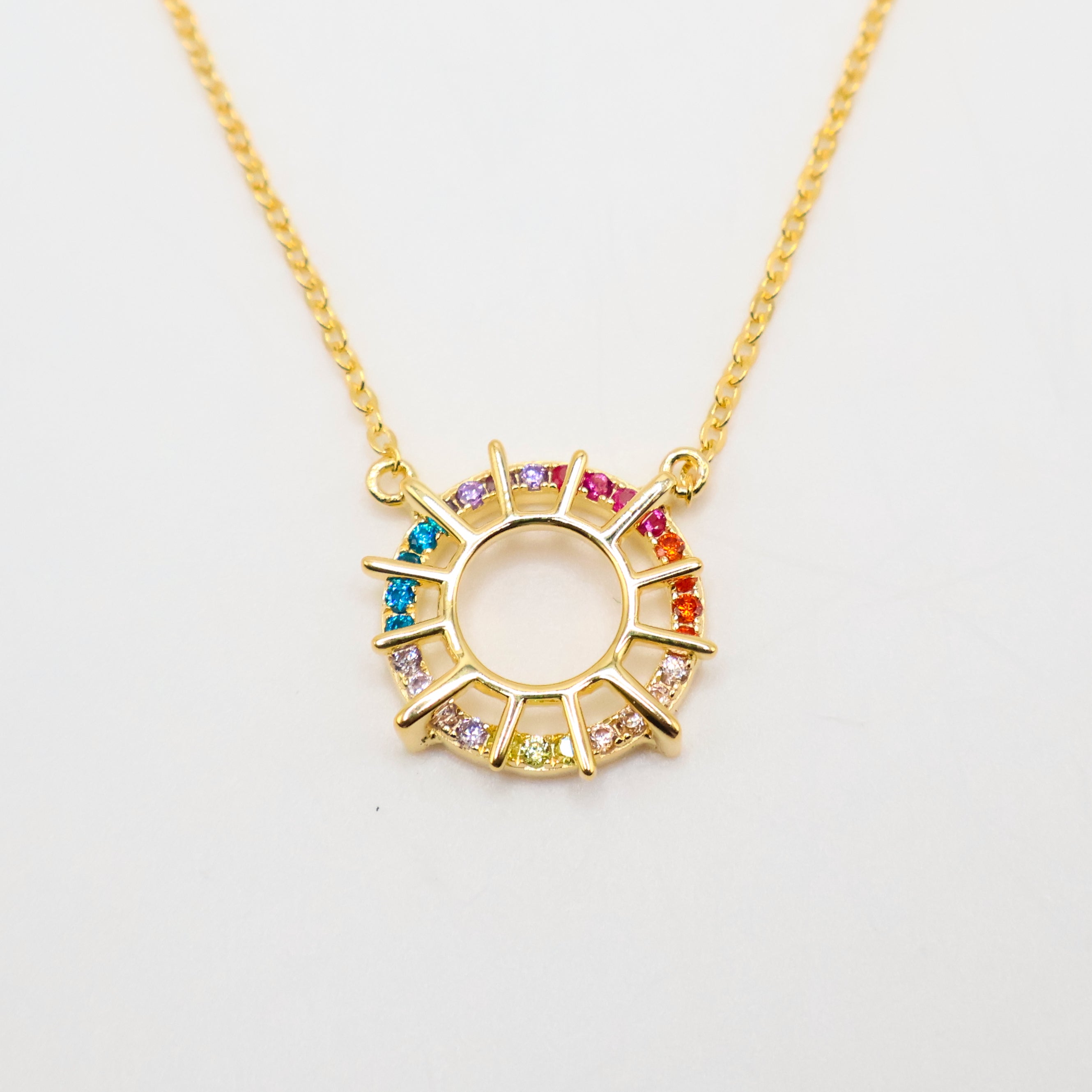 Sunburst Rainbow Necklace (Gold)