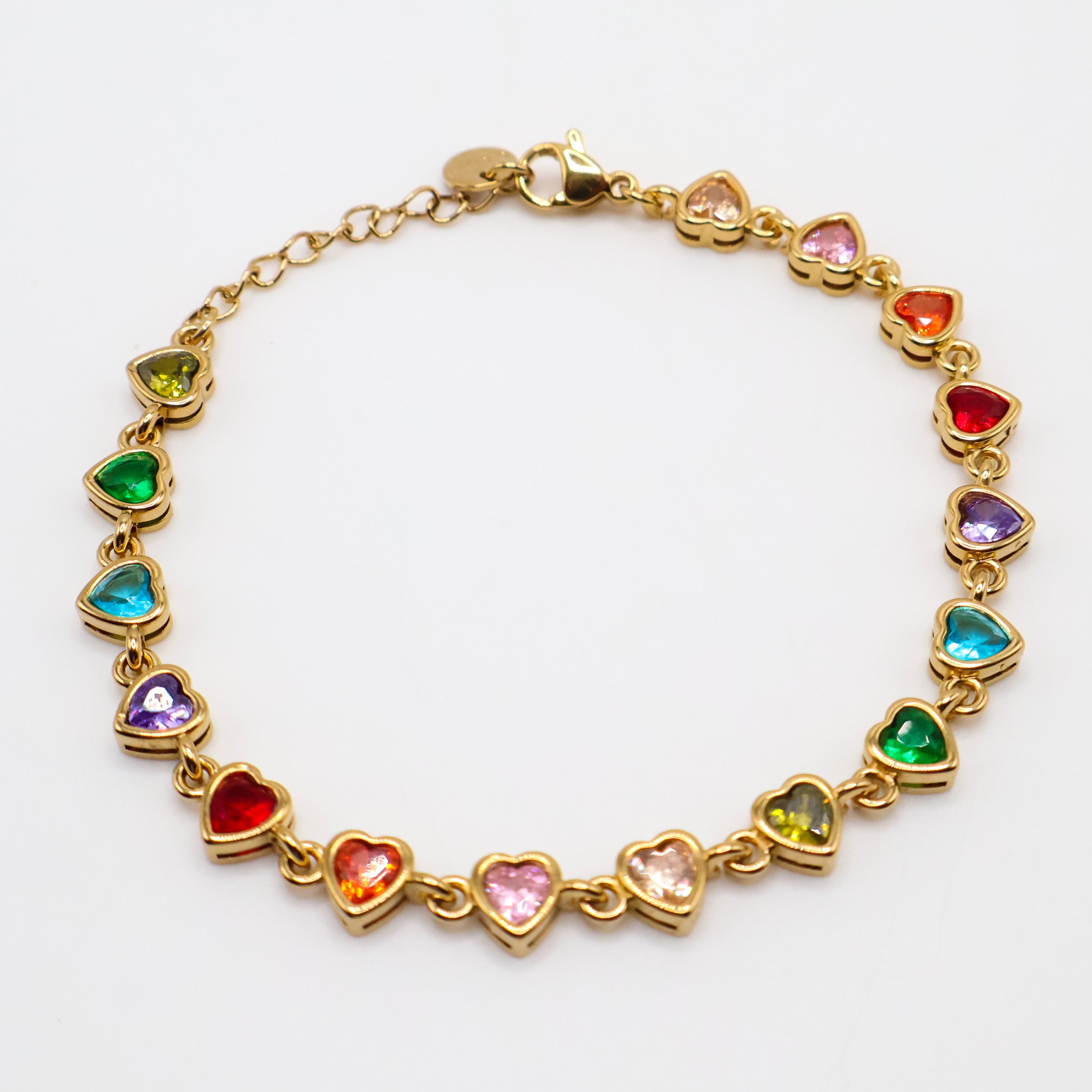 Colorwave Rainbow Heart Bracelet (Gold)