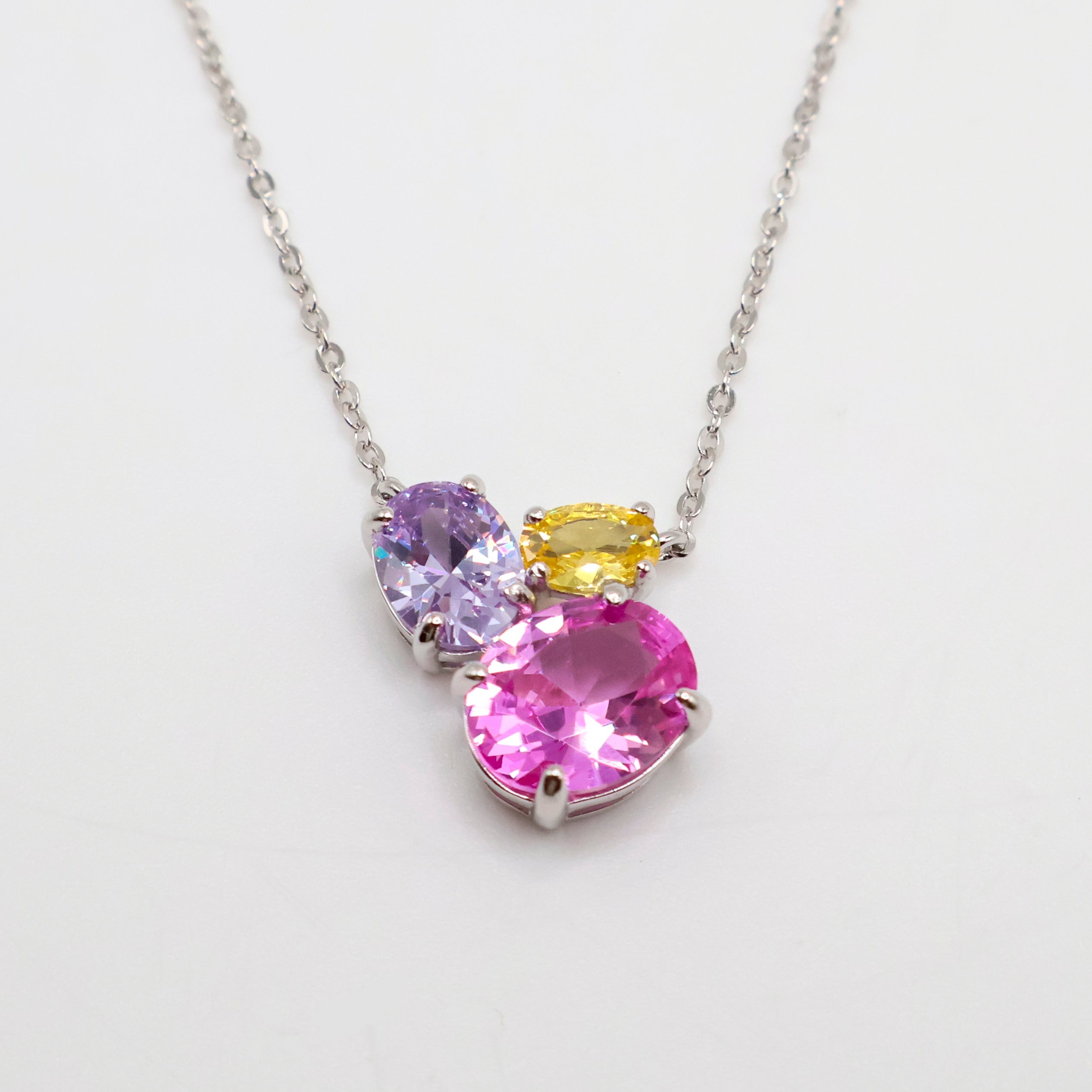 Prism Gemstone Necklace (Silver)