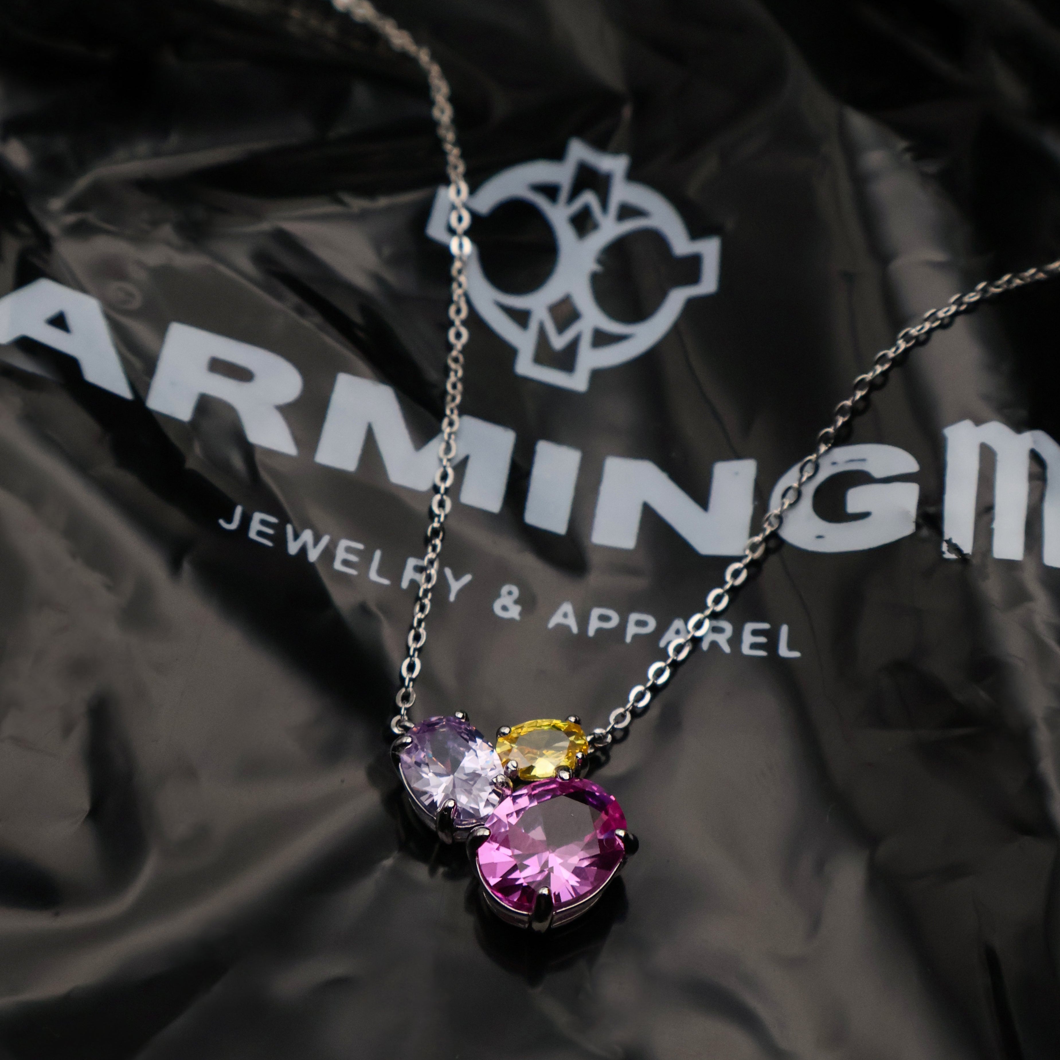 Prism Gemstone Necklace (Silver)