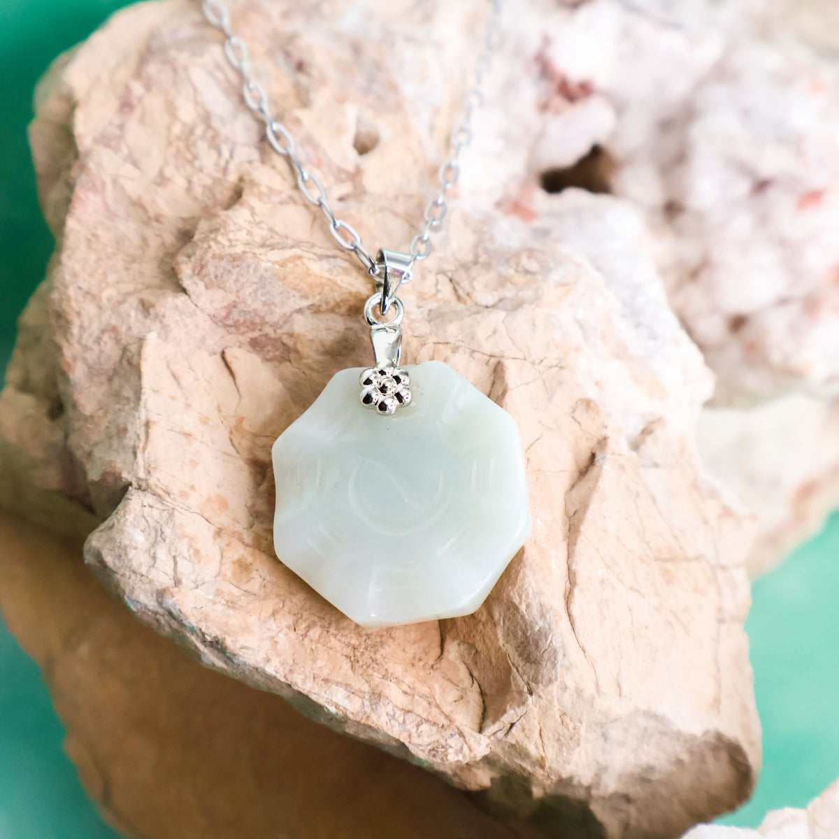 Jade Ying Yang Necklace (Silver)