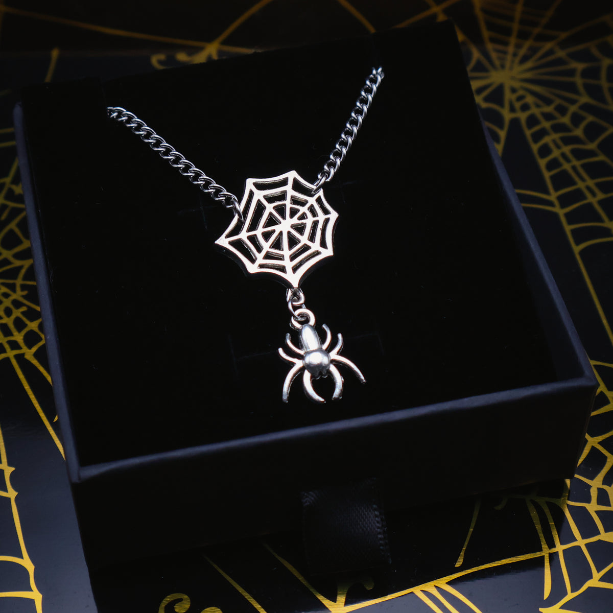 Spider Web Drop Necklace
