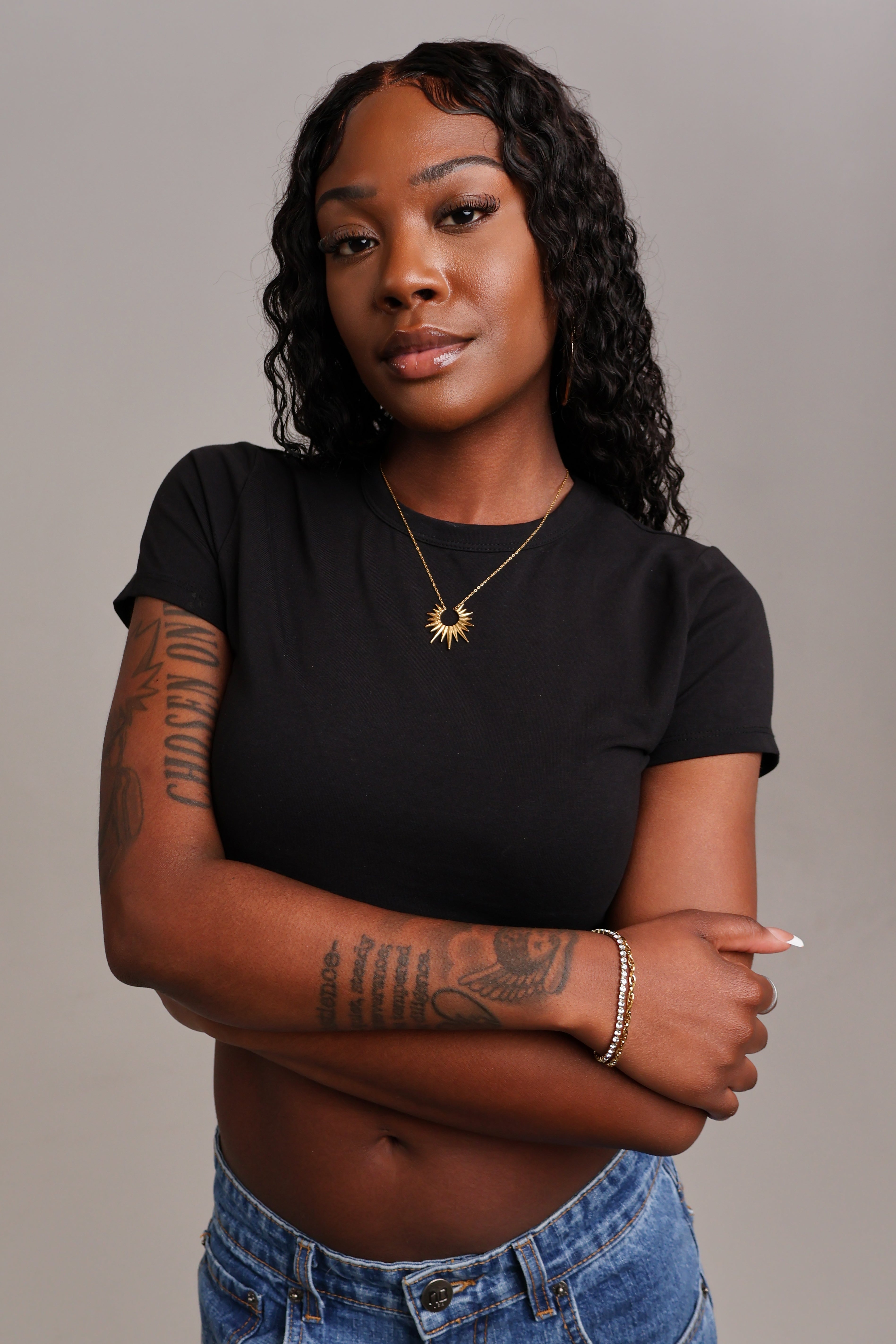 Double Layered & Rhinestone Bracelet (Gold)