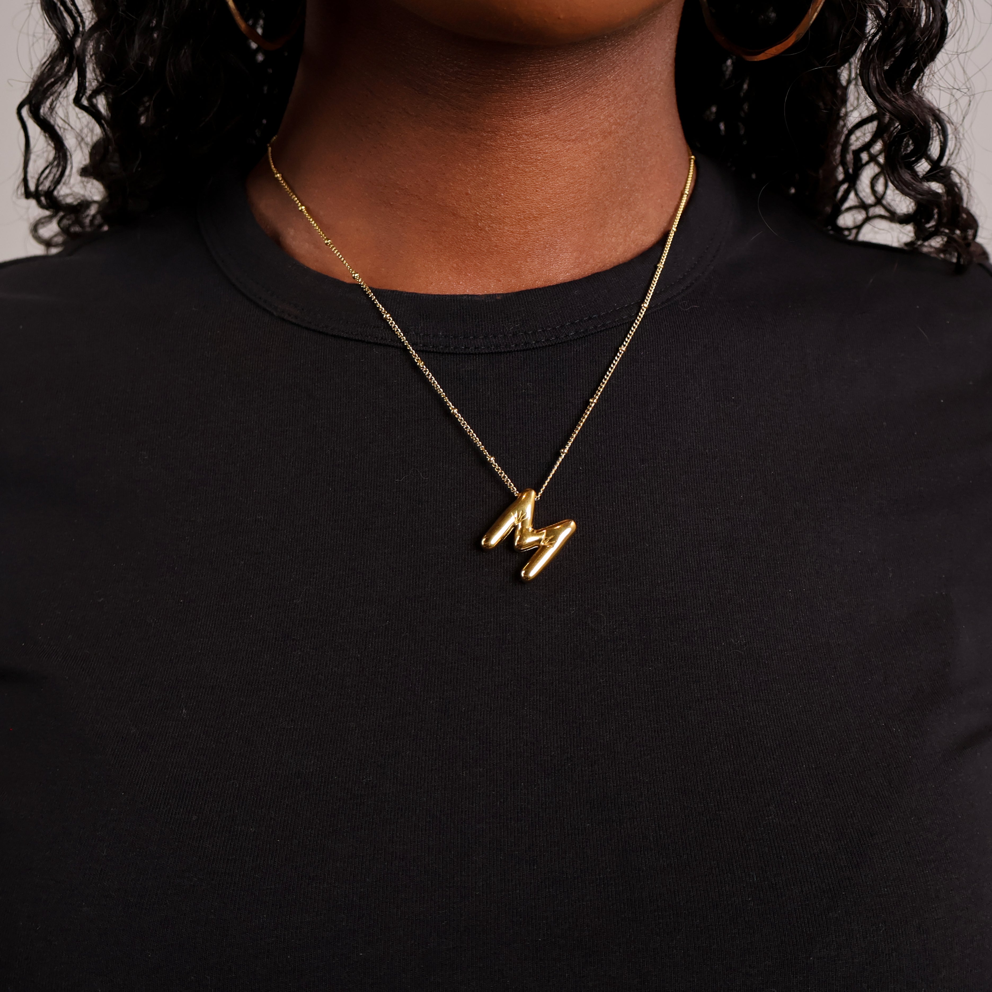 Bubble Letter Necklace (Gold)
