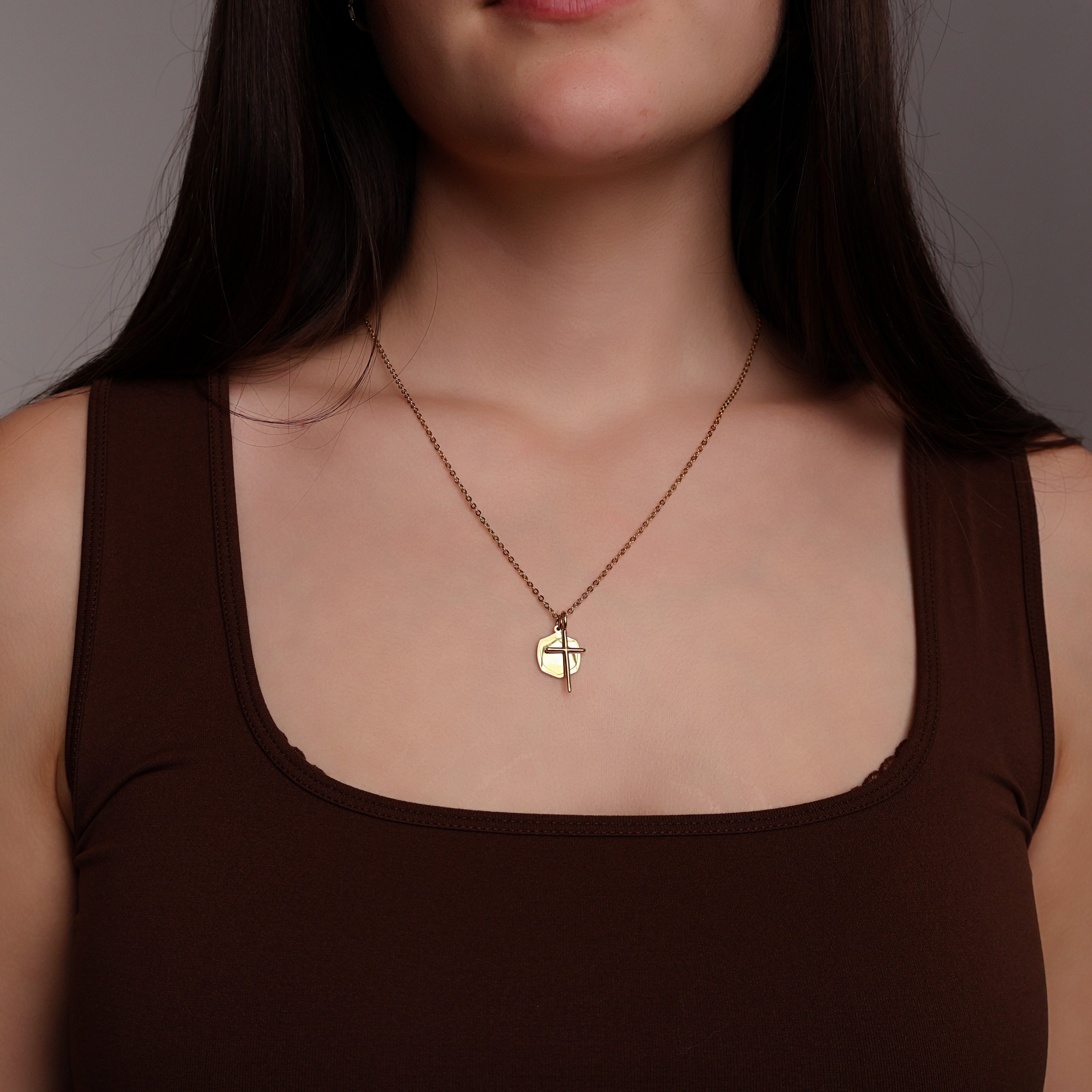Cross Prism Necklace (Gold)