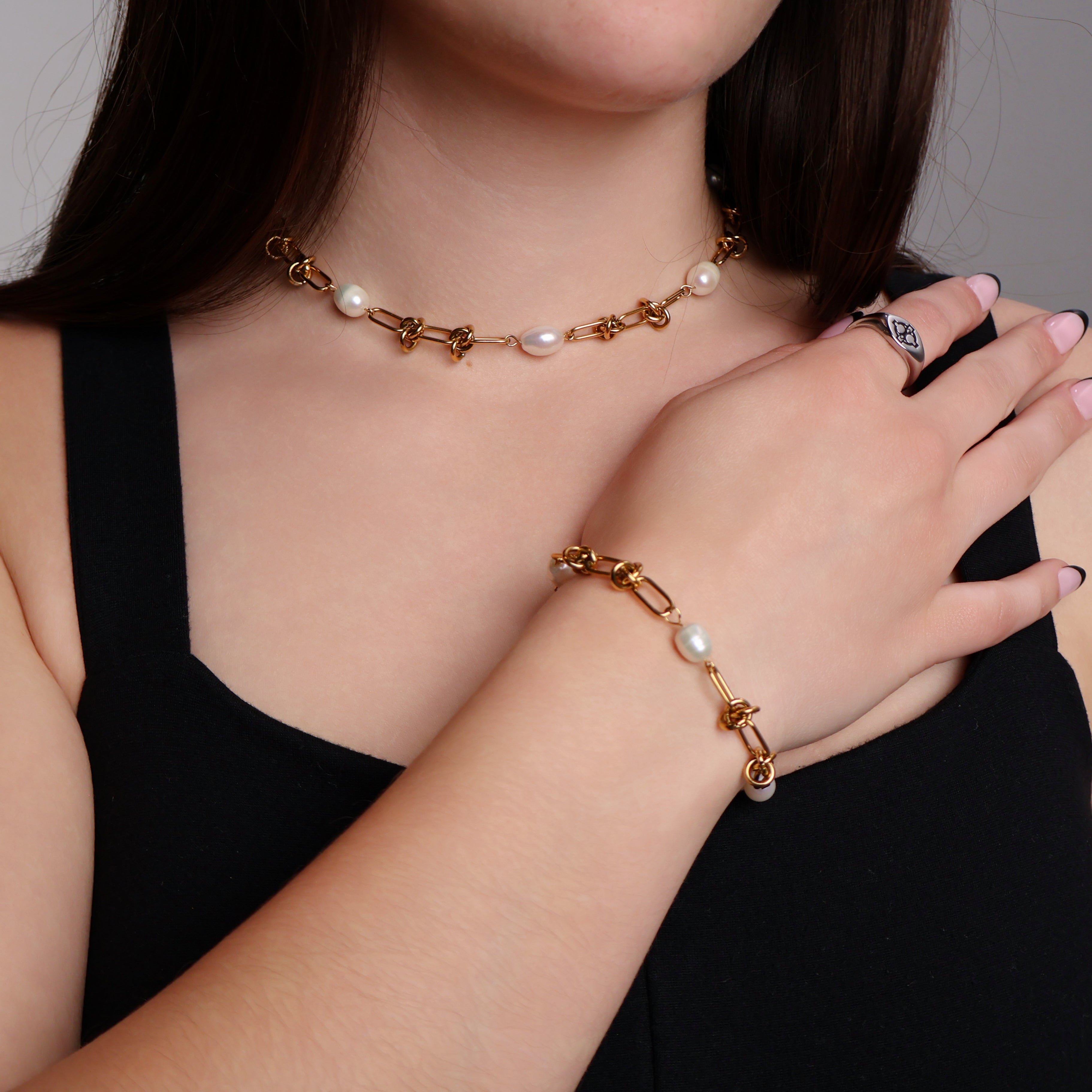 Pearl Weave Bracelet (Gold)