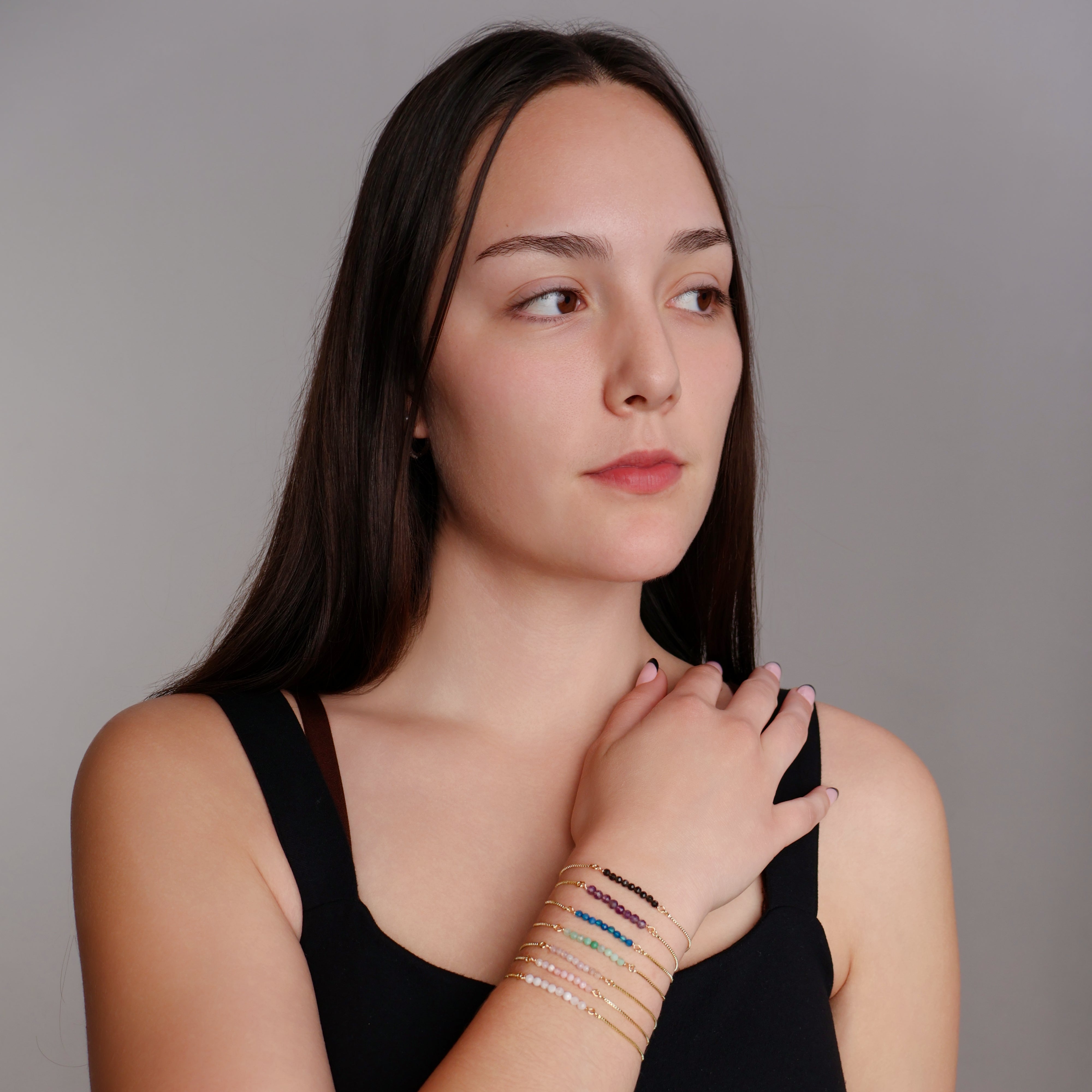 Thin Pink Opal Bracelet (Gold)