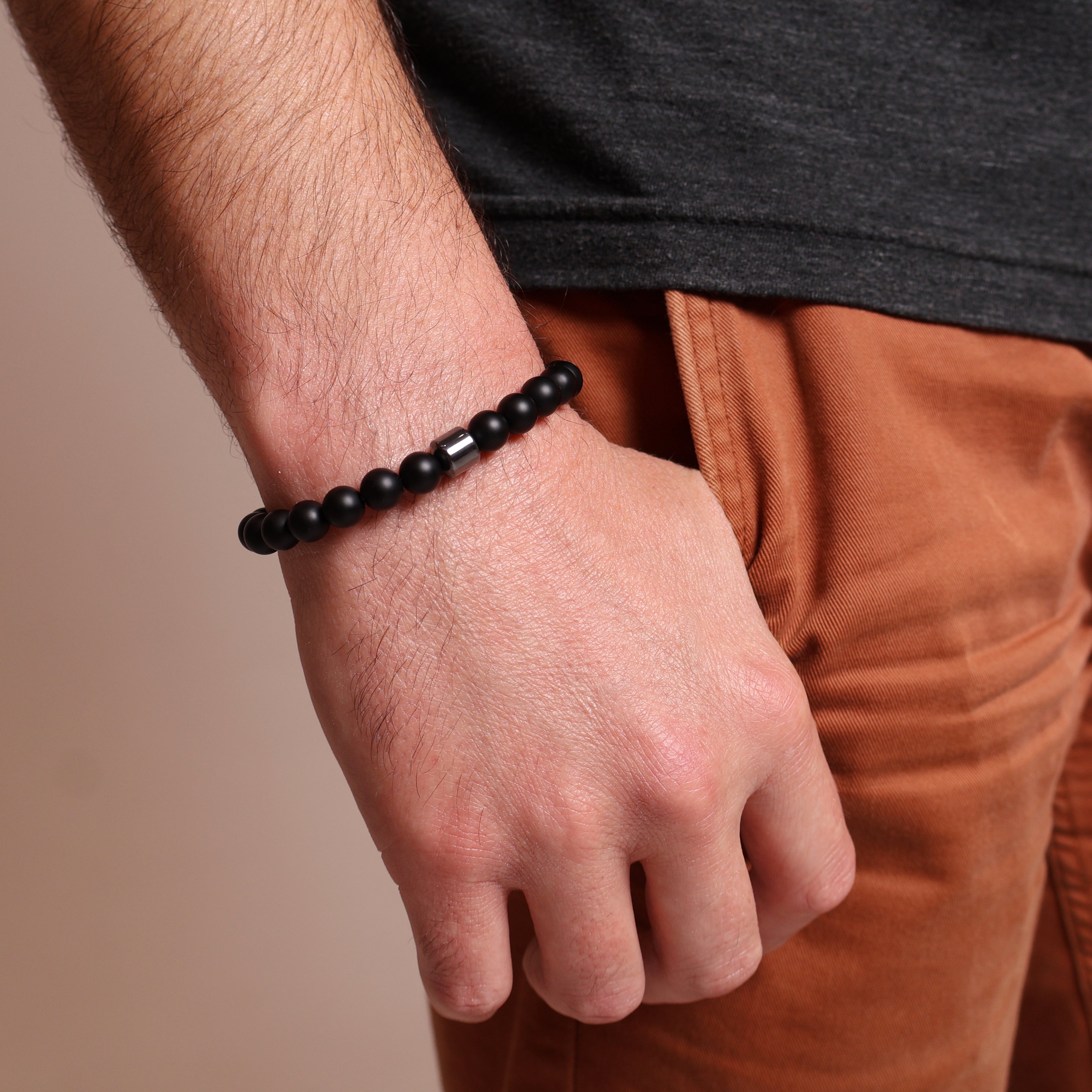 Matt Black Bead Bracelet
