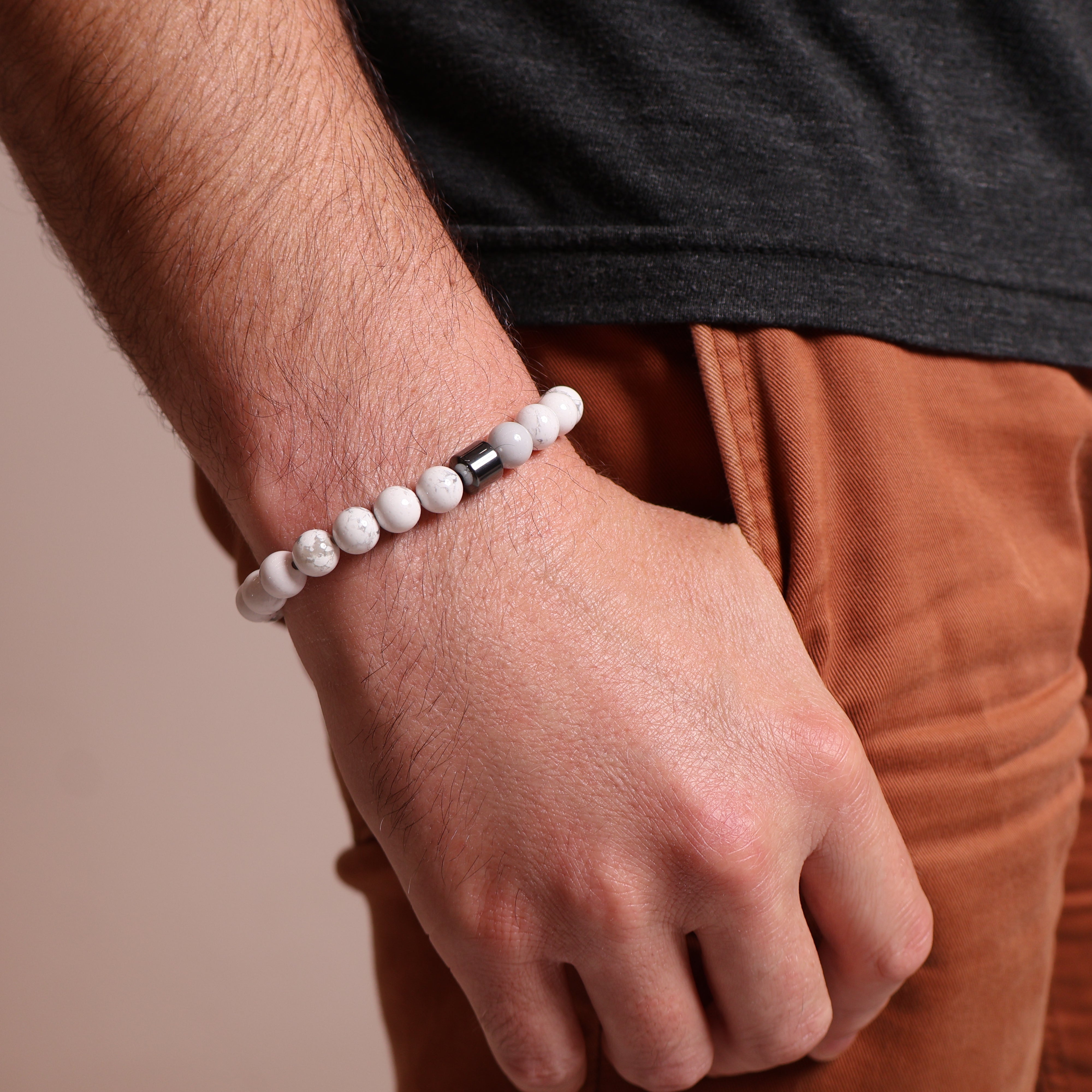 White Stone Bead Bracelet