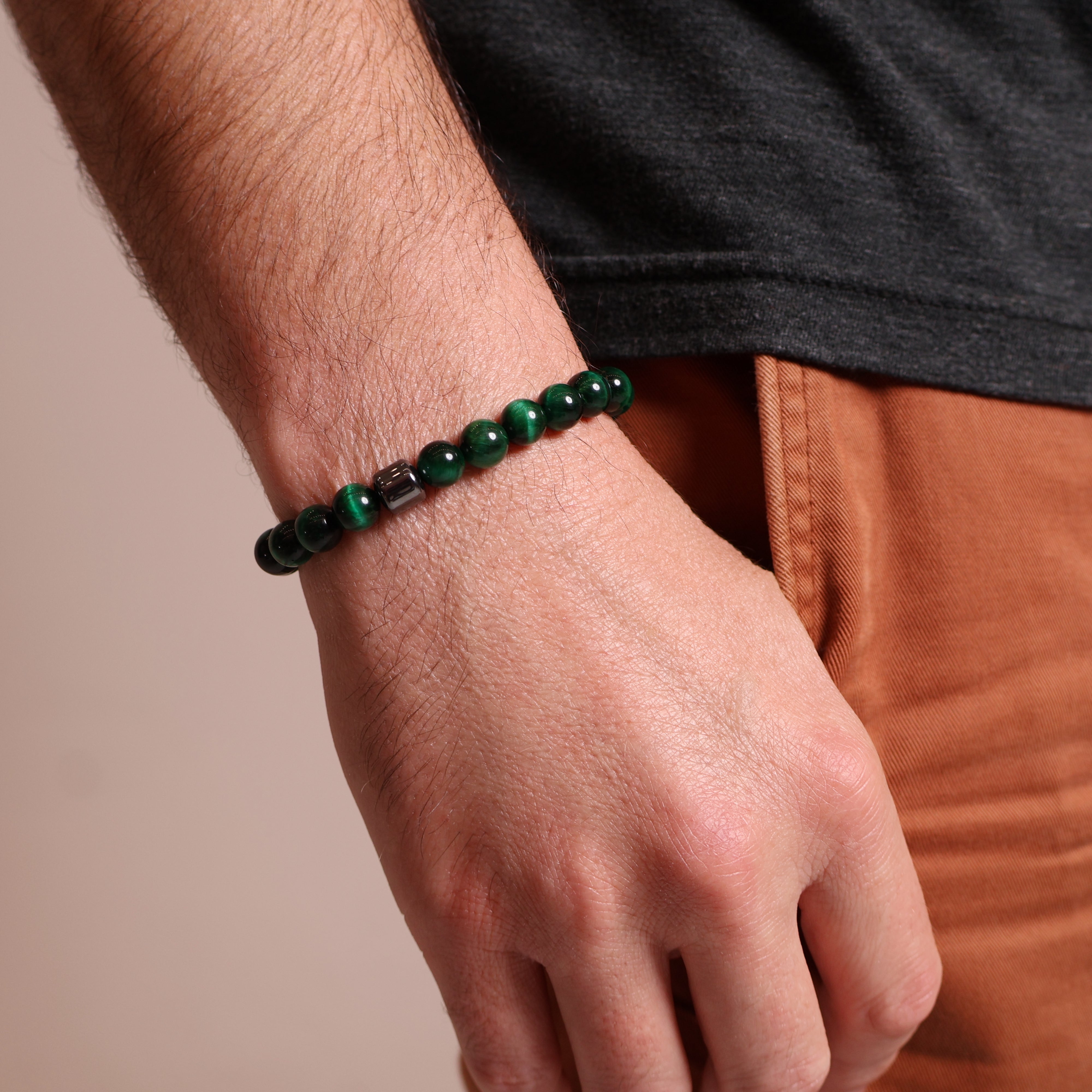 Green Tiger’s Eye Bead Bracelet