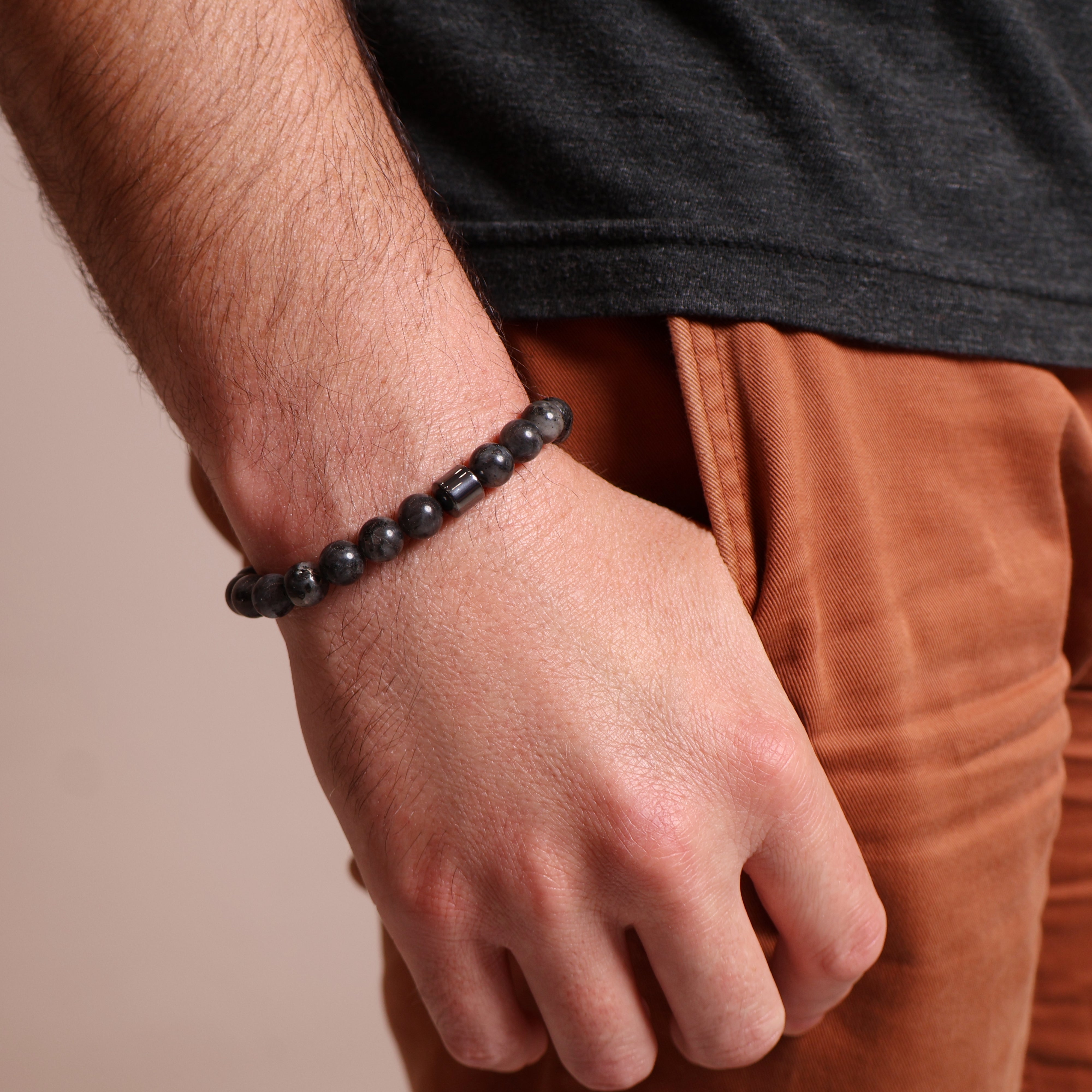 Black Labradorite Bead Bracelet