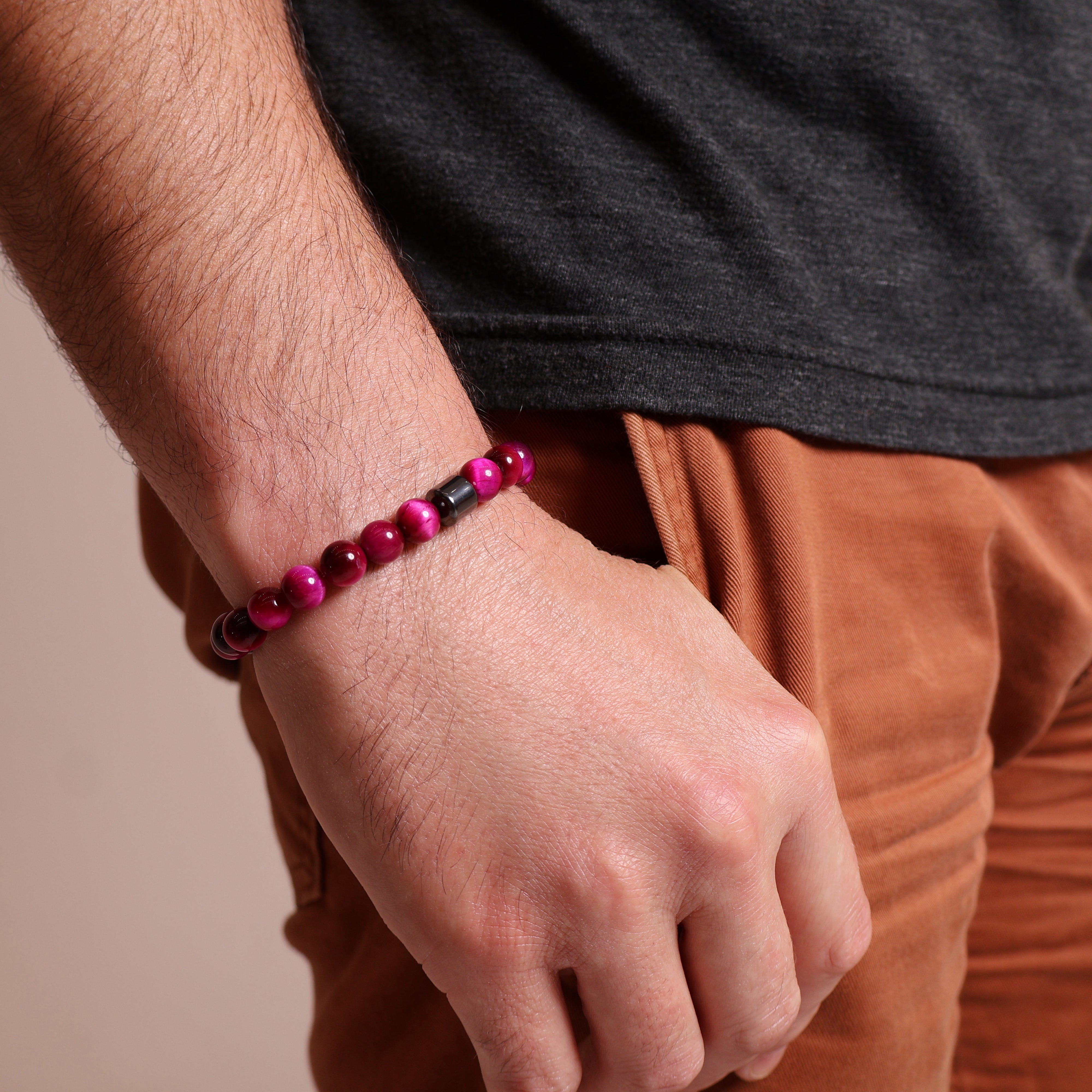 Pink Tiger’s Eye Bead Bracelet