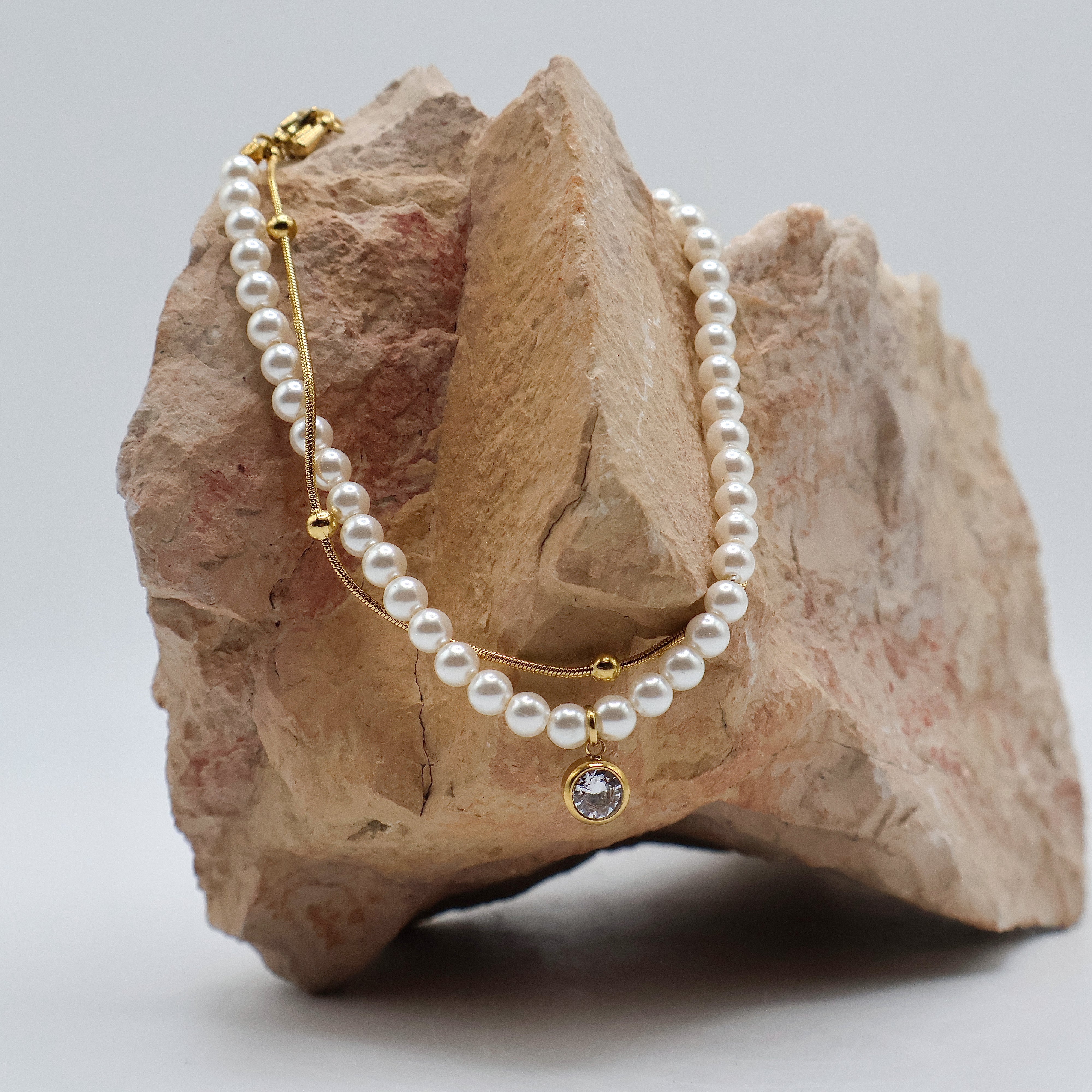 Pearl & Beads Layered Bracelet (Gold)