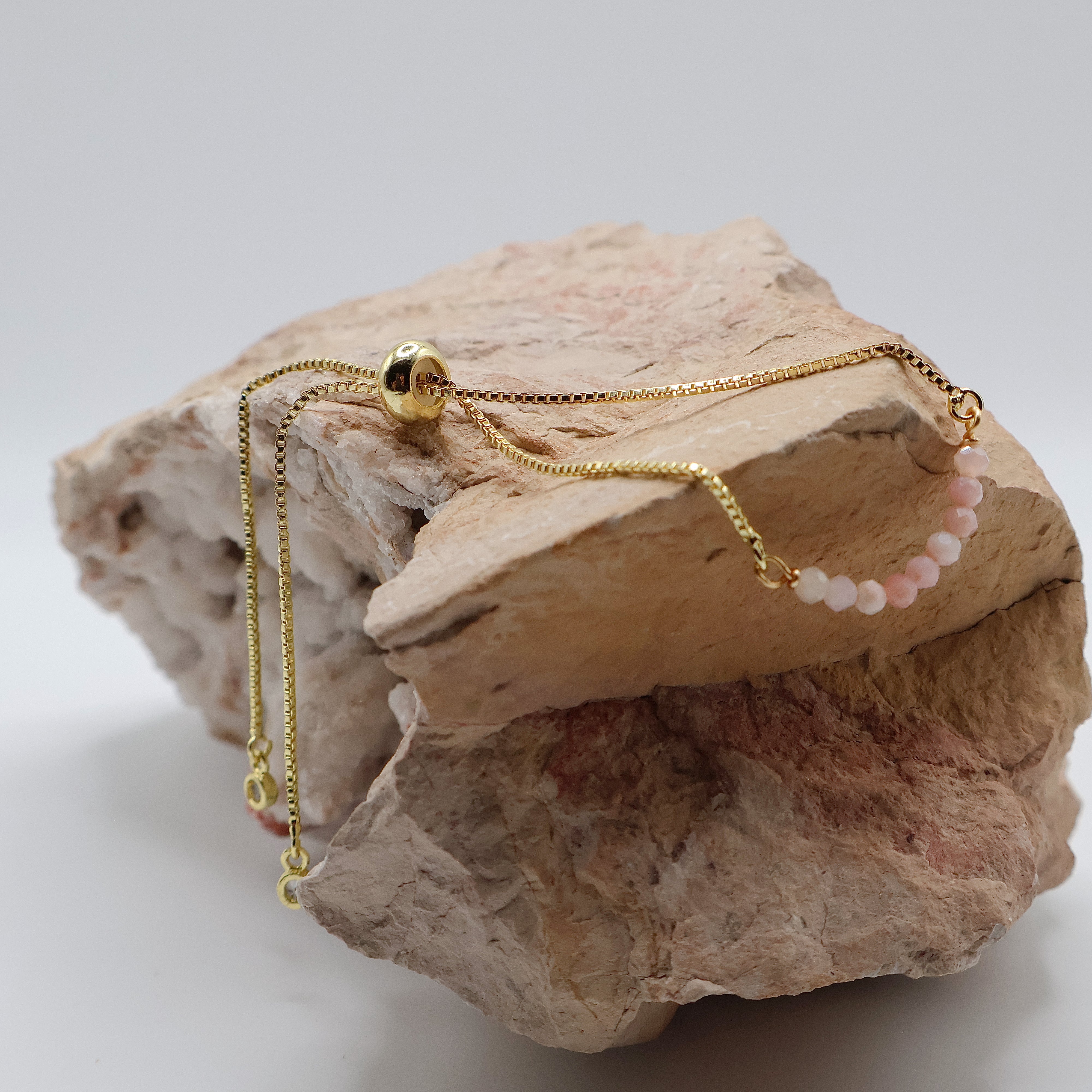 Thin Pink Opal Bracelet (Gold)