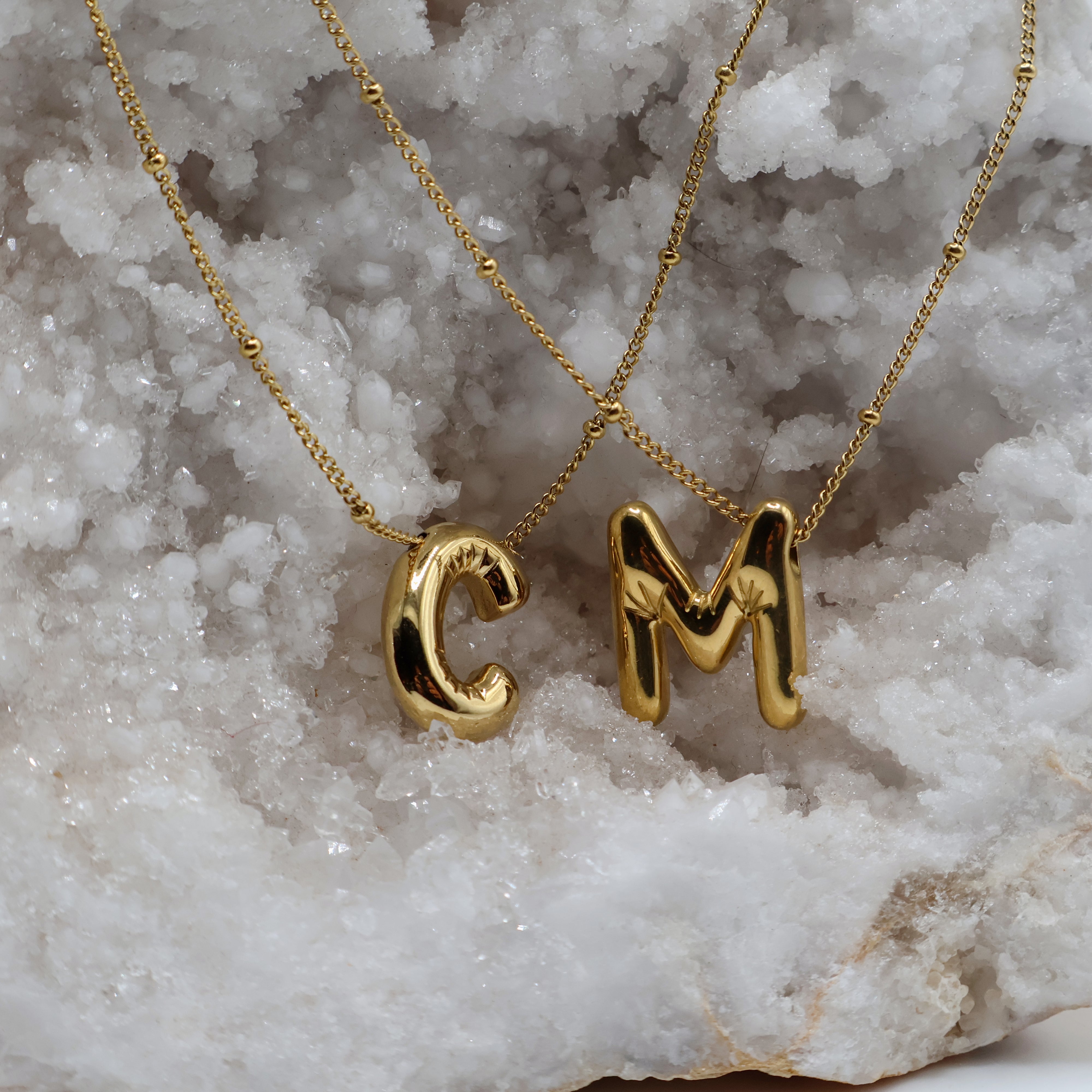 Bubble Letter Necklace (Gold)