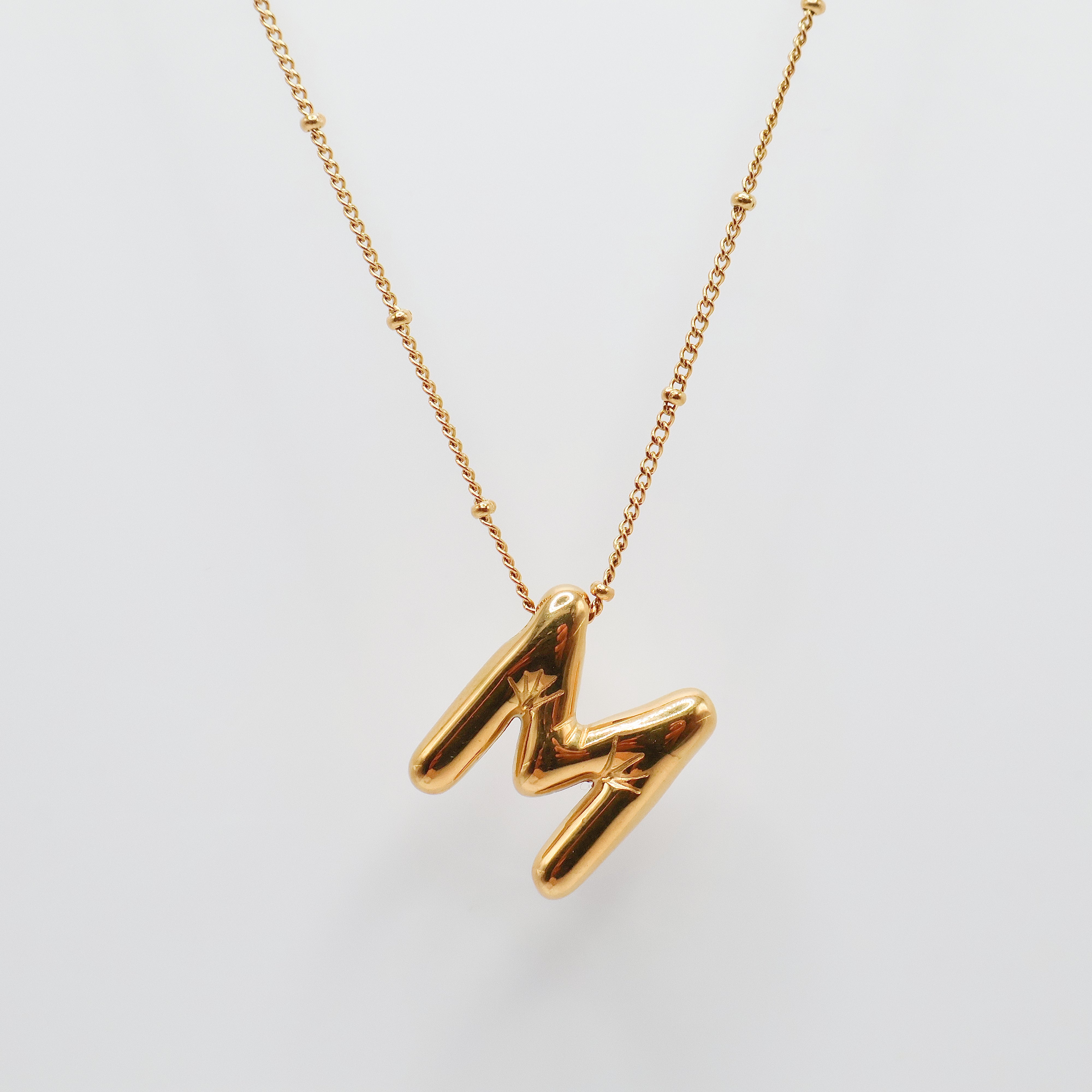 Bubble Letter Necklace (Gold)