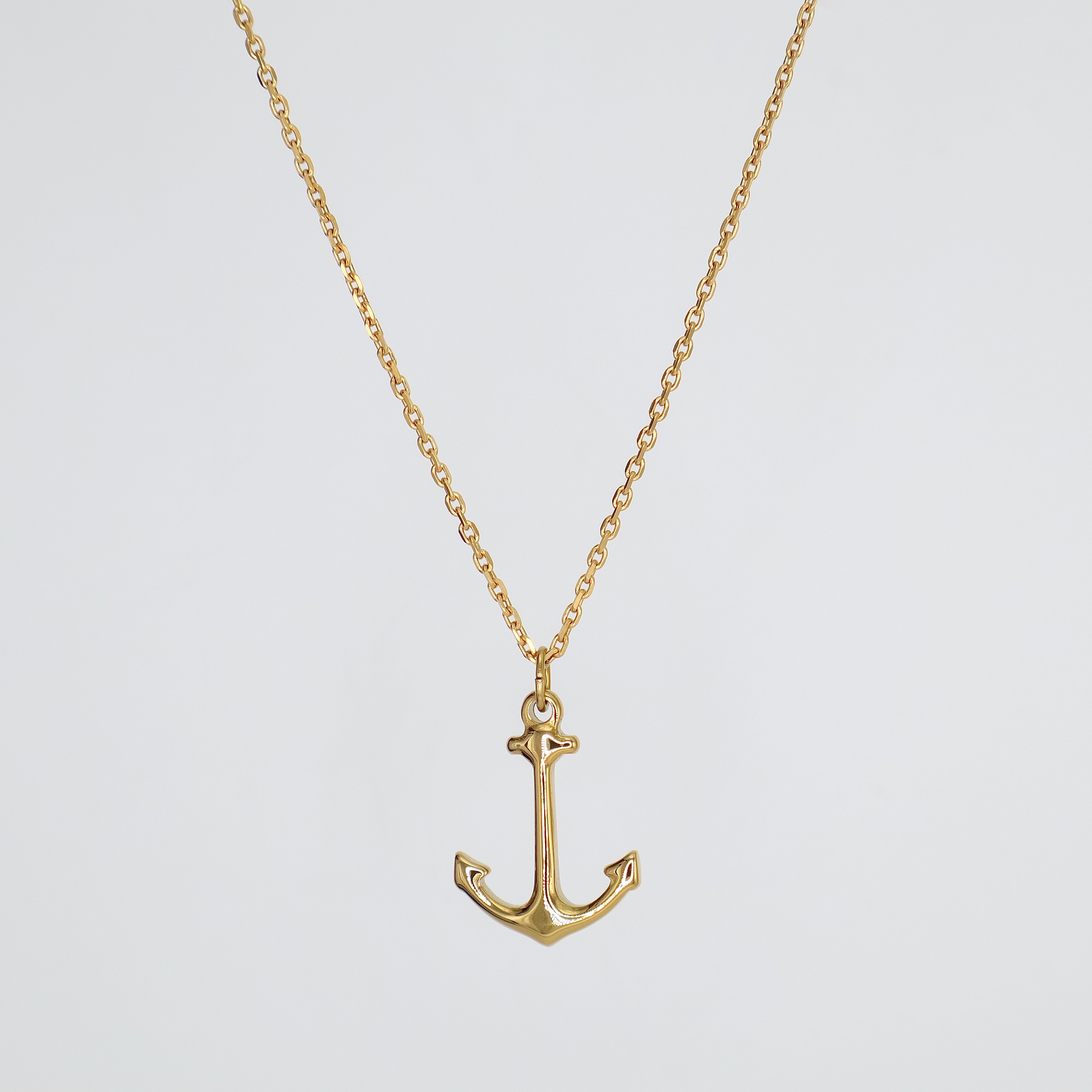 Anchor Pendant Necklace (Gold)