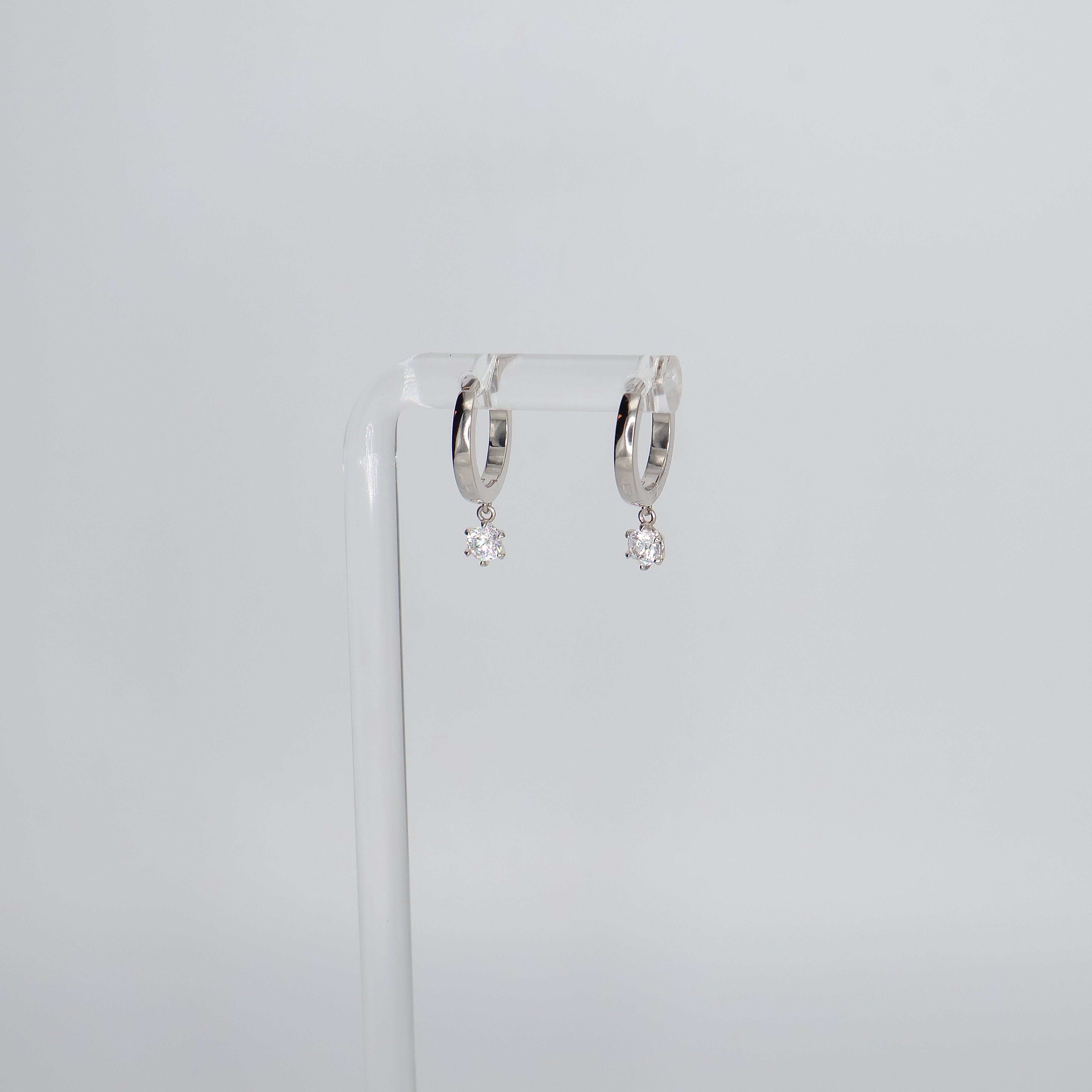 Crystal Drop Hoop Earrings (Sterling Silver)