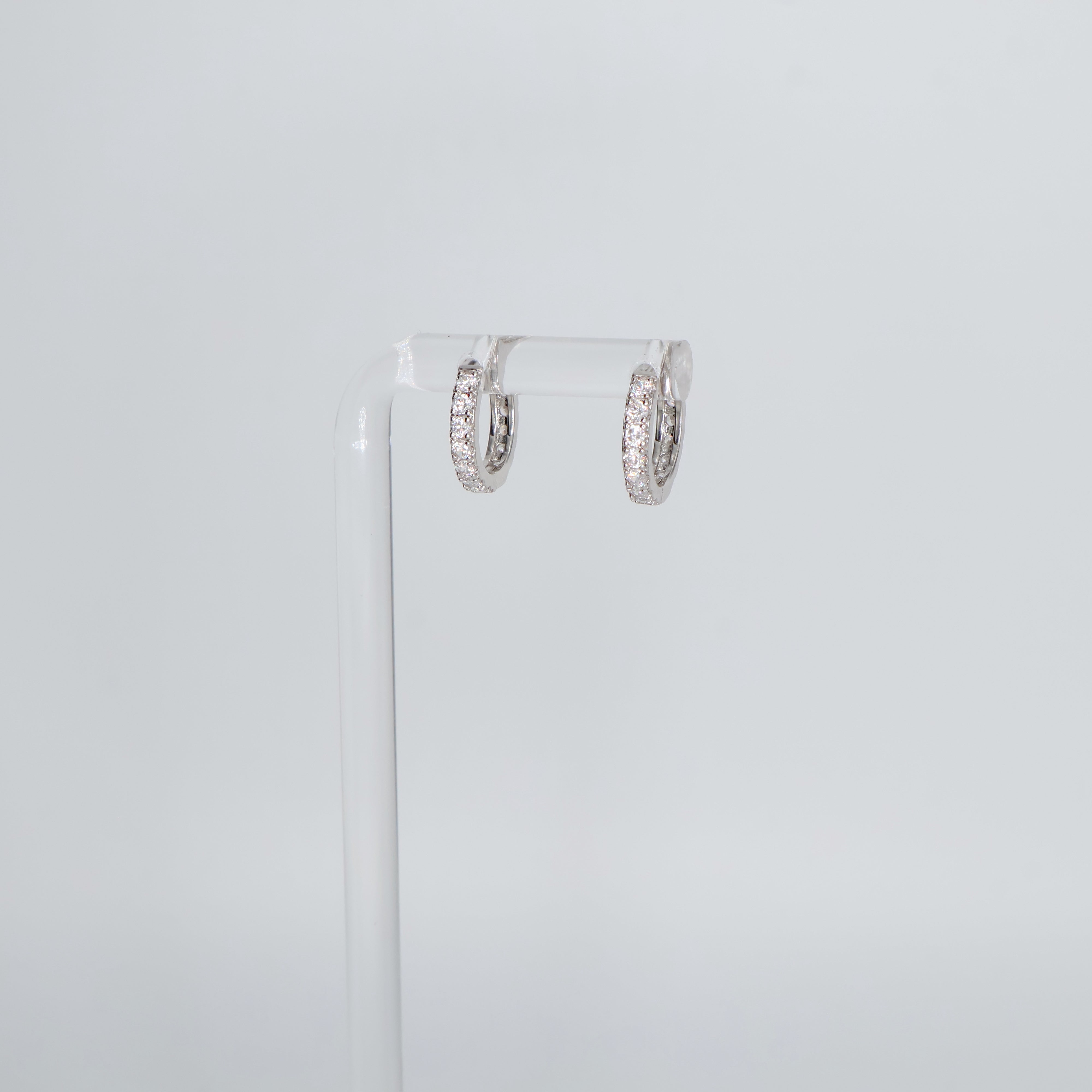 Huggie Stone Earrings (Sterling Silver)