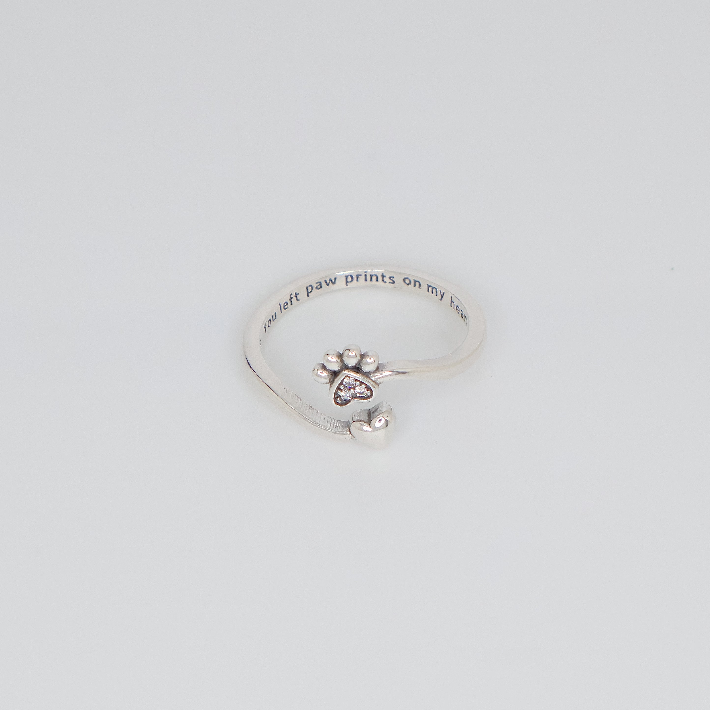 Paw Print Heart Ring (Sterling Silver)