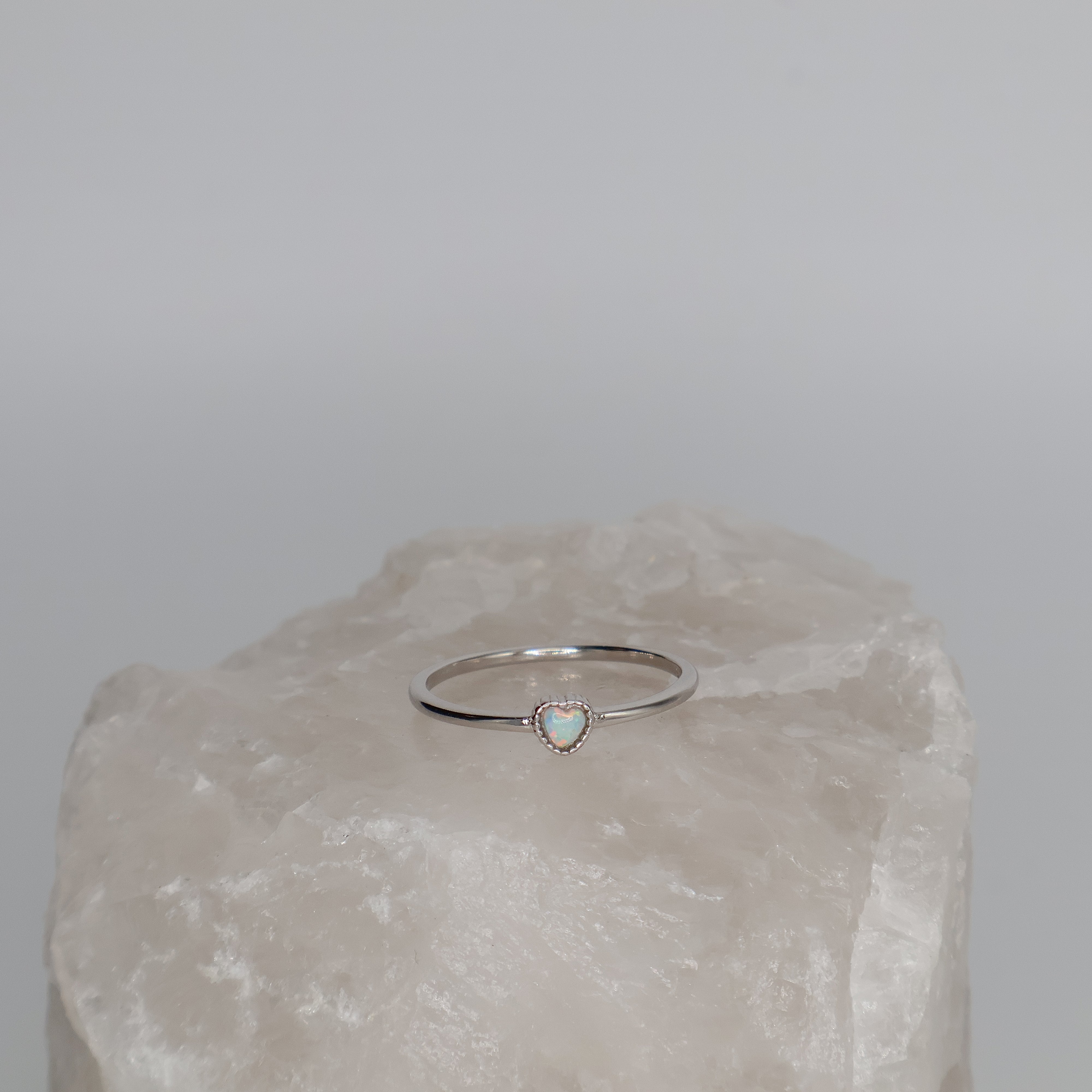 Heart Opal Ring (Sterling Silver)