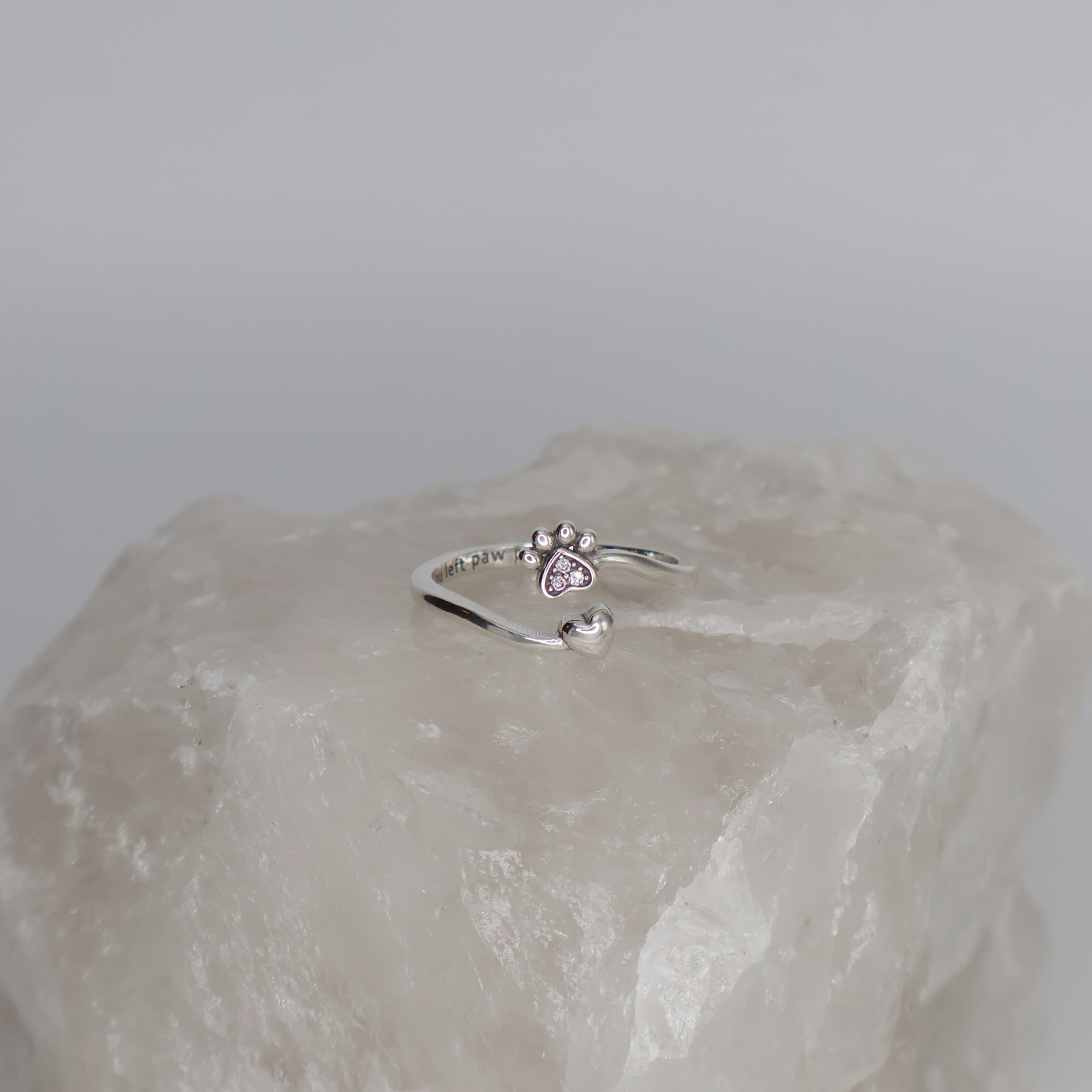Paw Print Heart Ring (Sterling Silver)