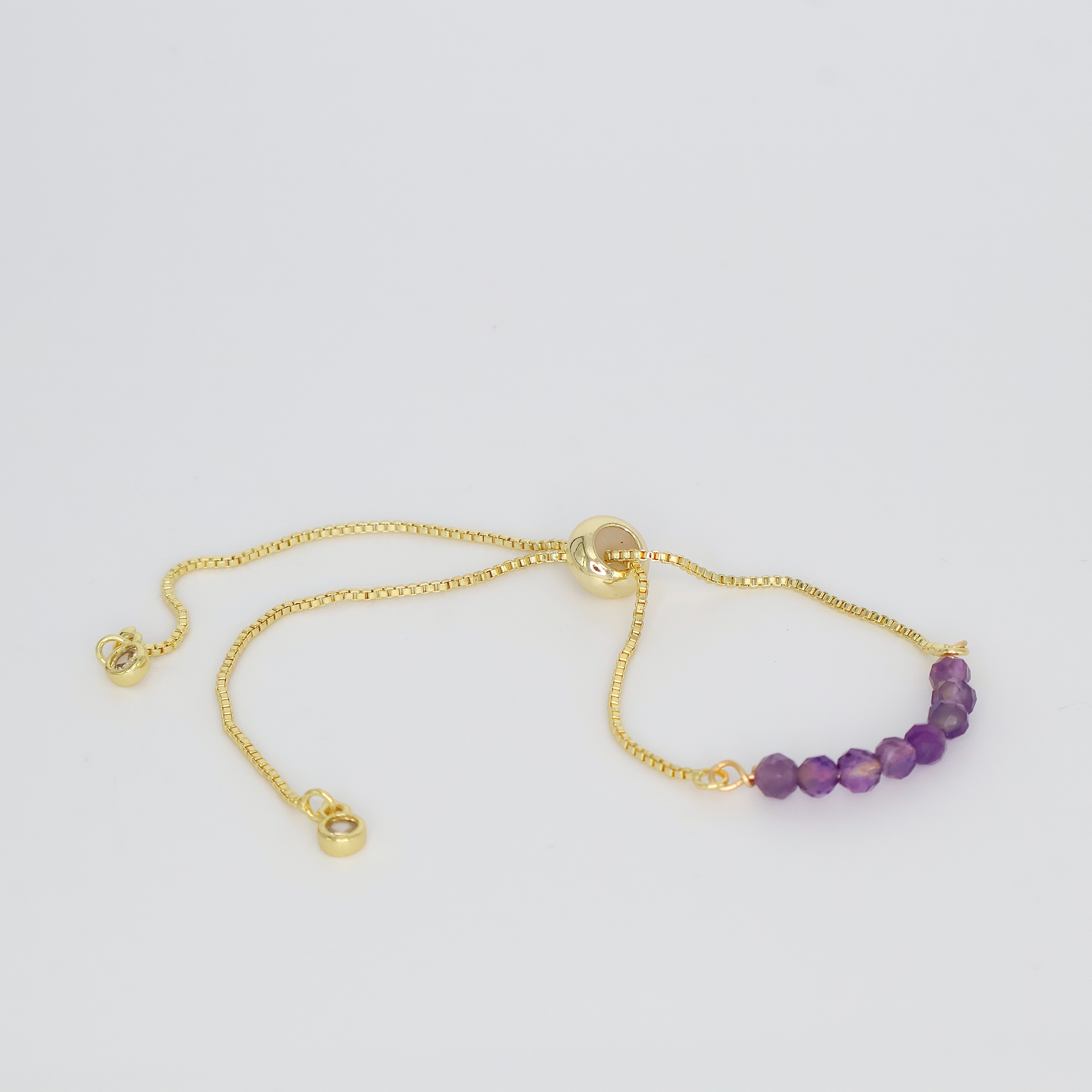 Thin Amethyst Bracelet (Gold)