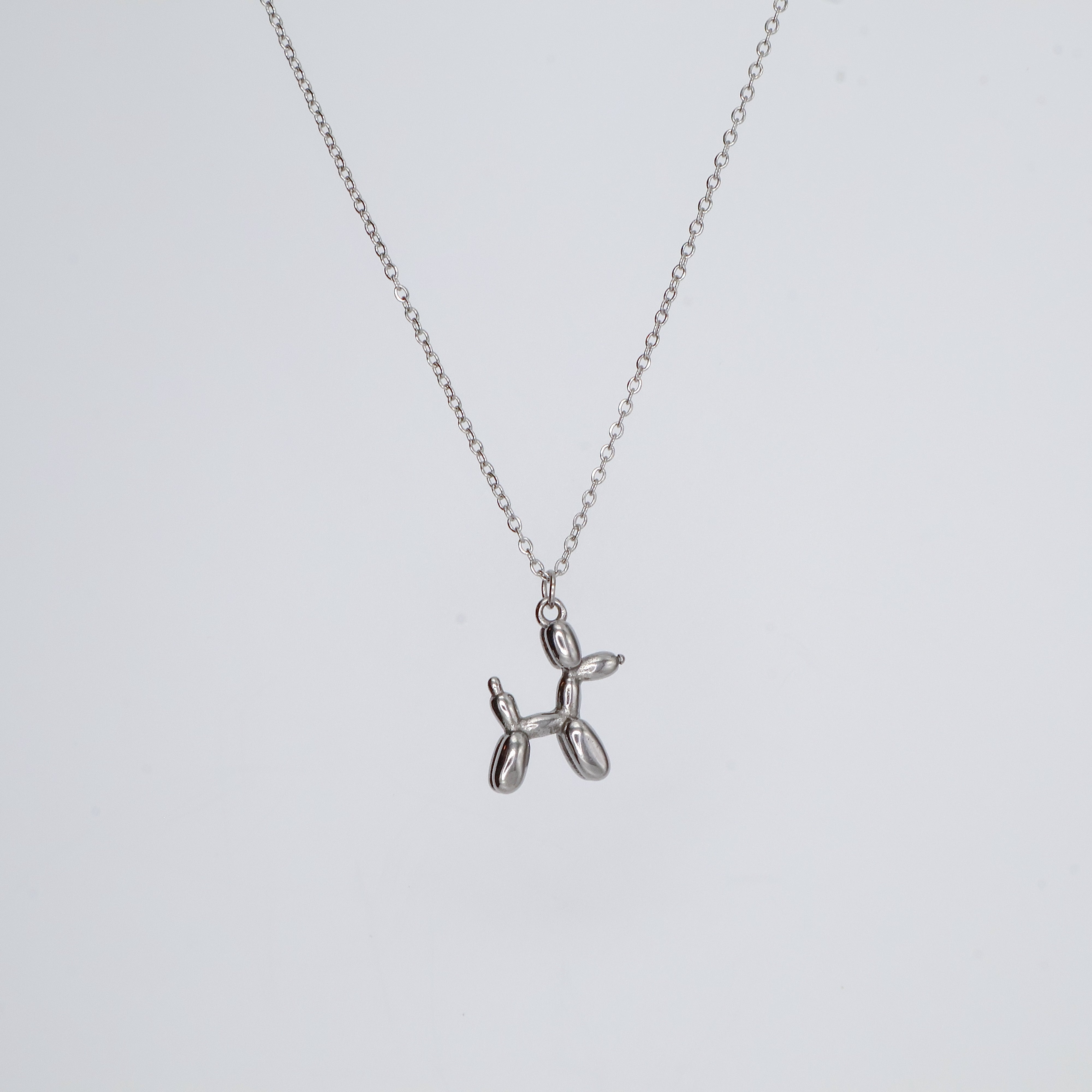 Balloon Dog Necklace (Silver)