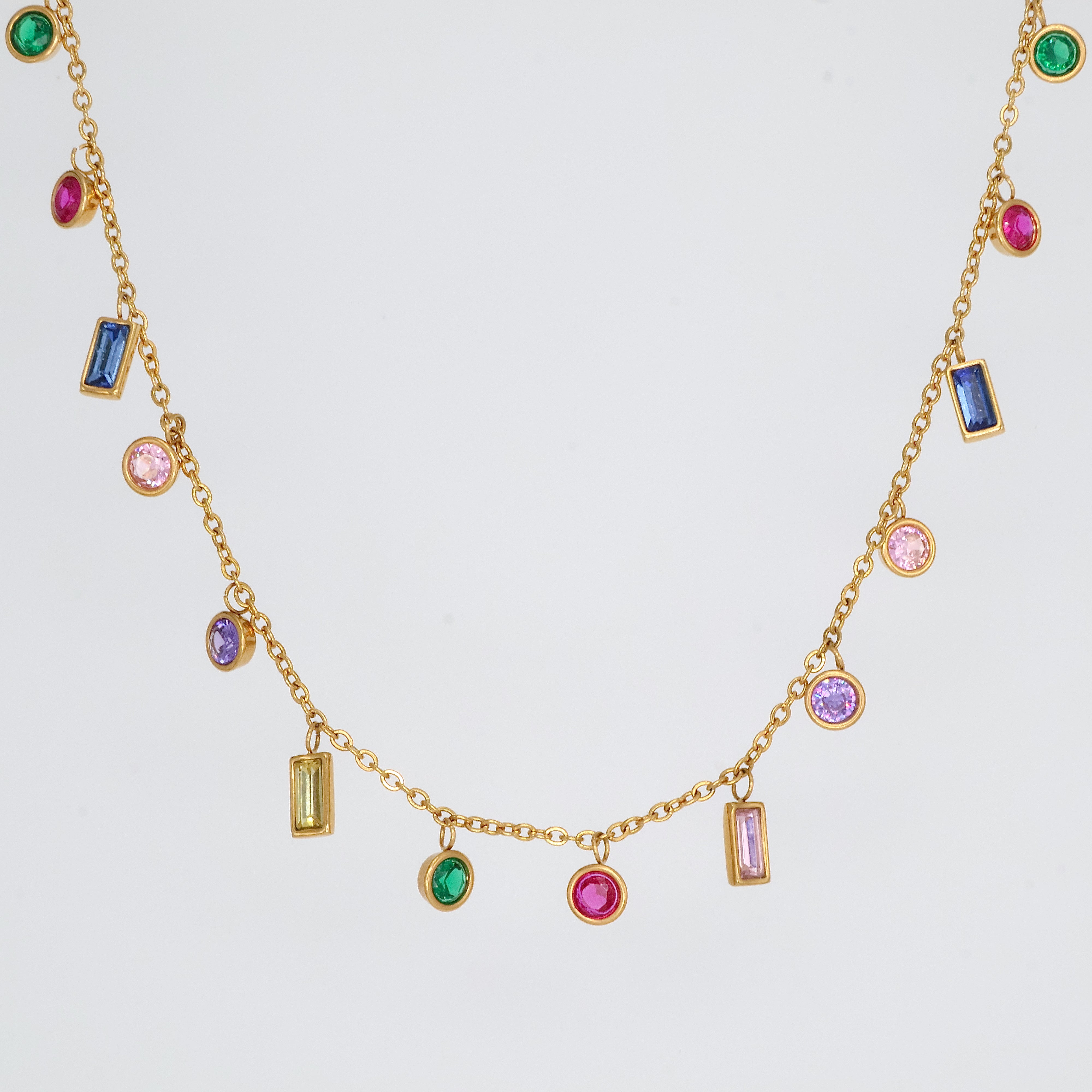 Bejeweled Charm Necklace (Gold)