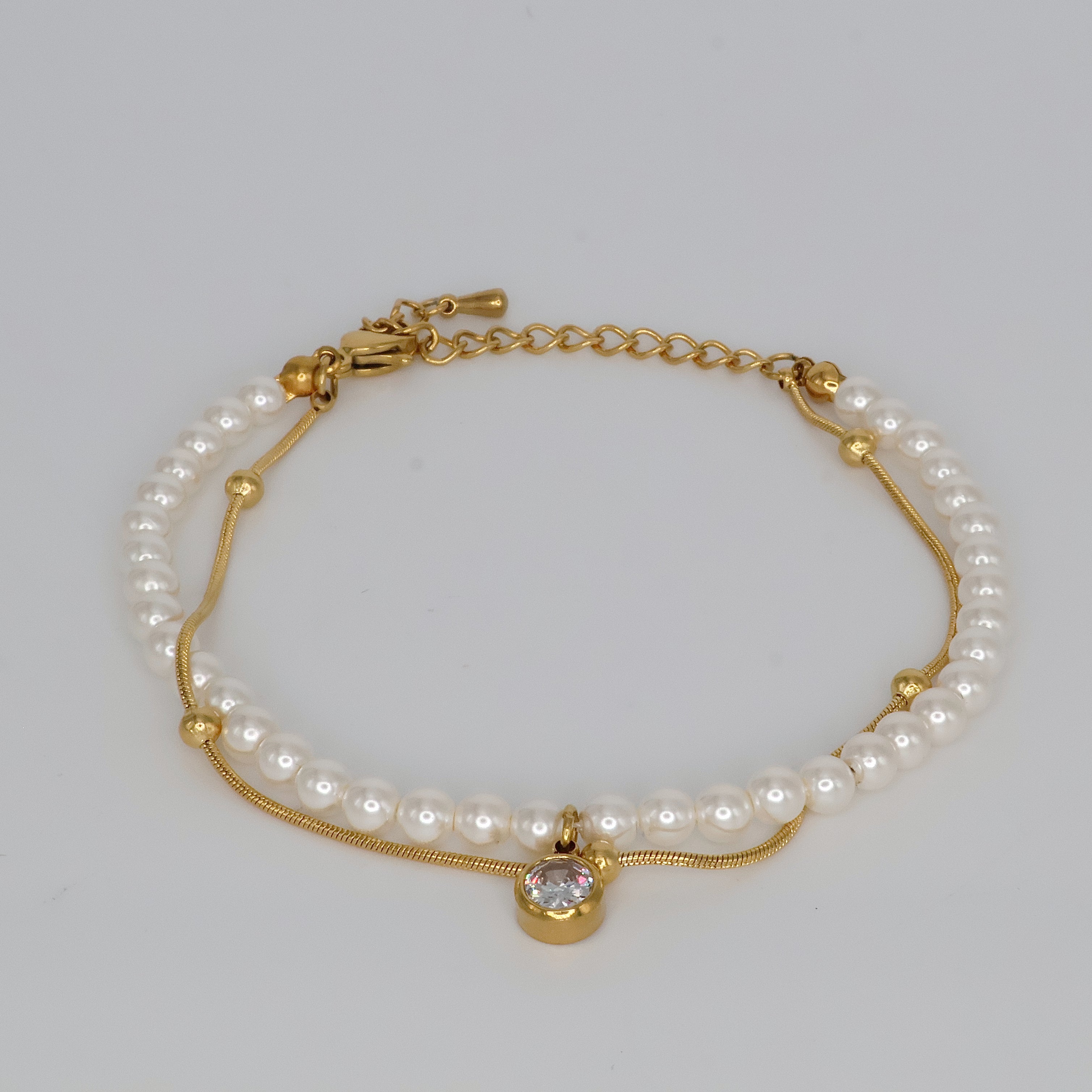 Pearl & Beads Layered Bracelet (Gold)