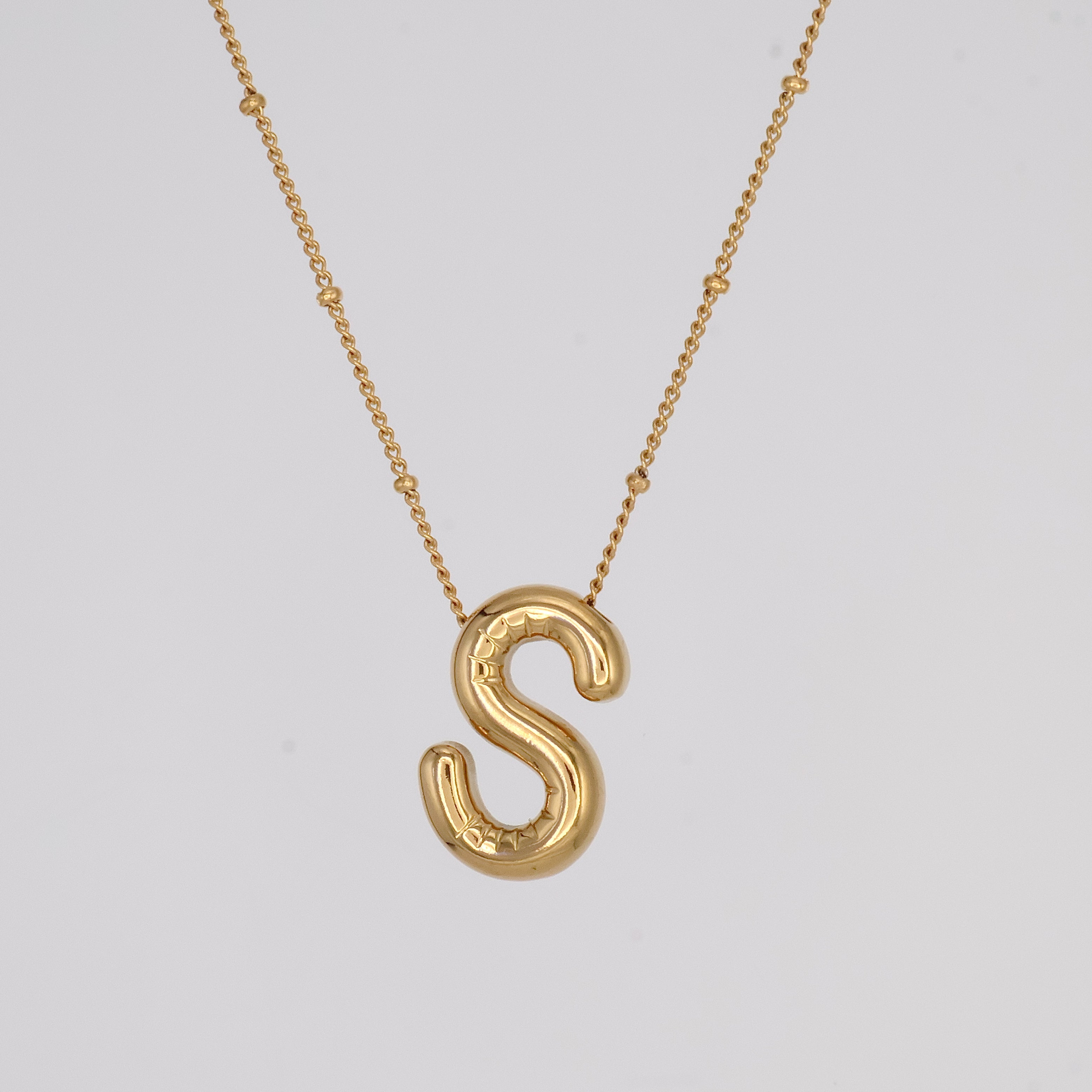 Bubble Letter Necklace (Gold)