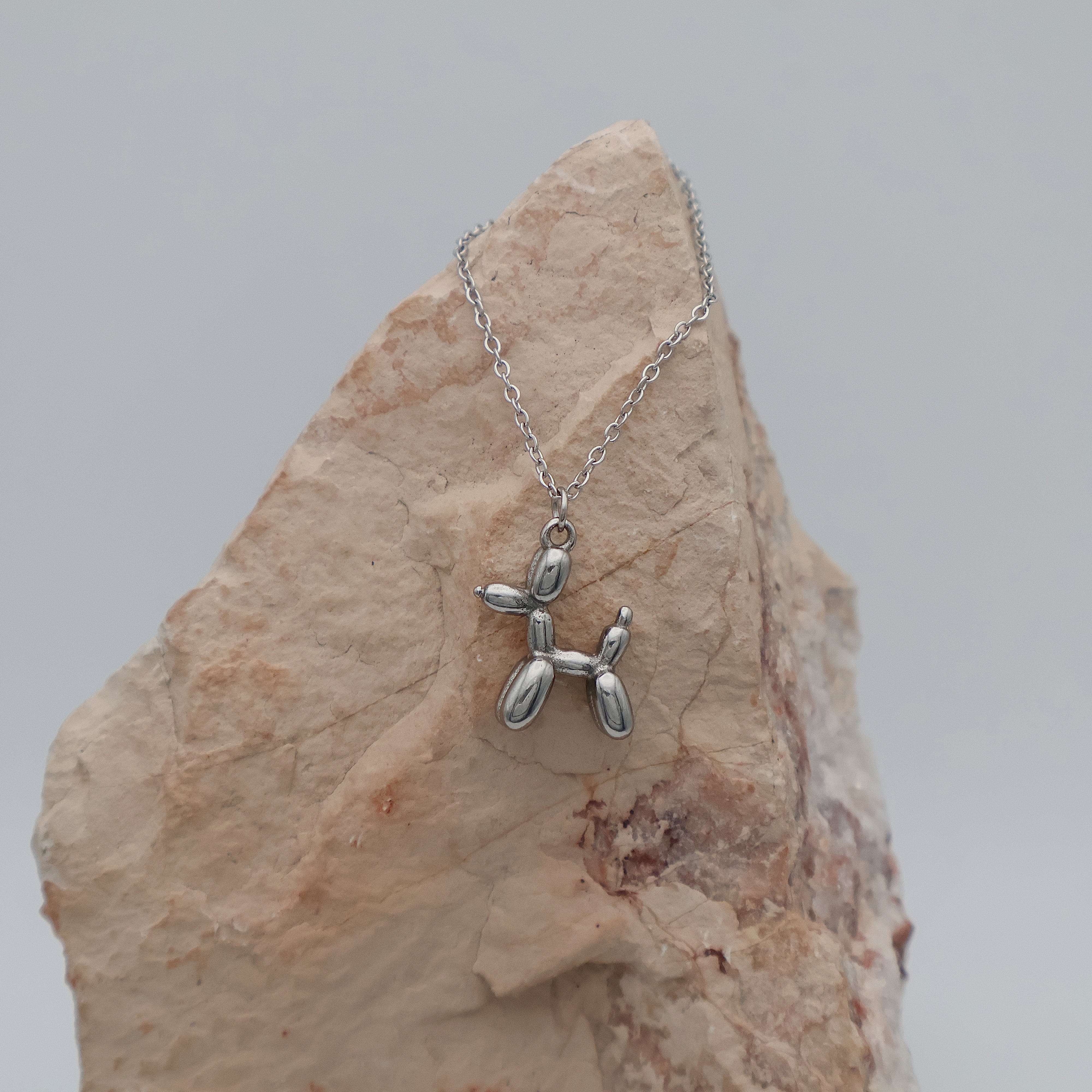 Balloon Dog Necklace (Silver)