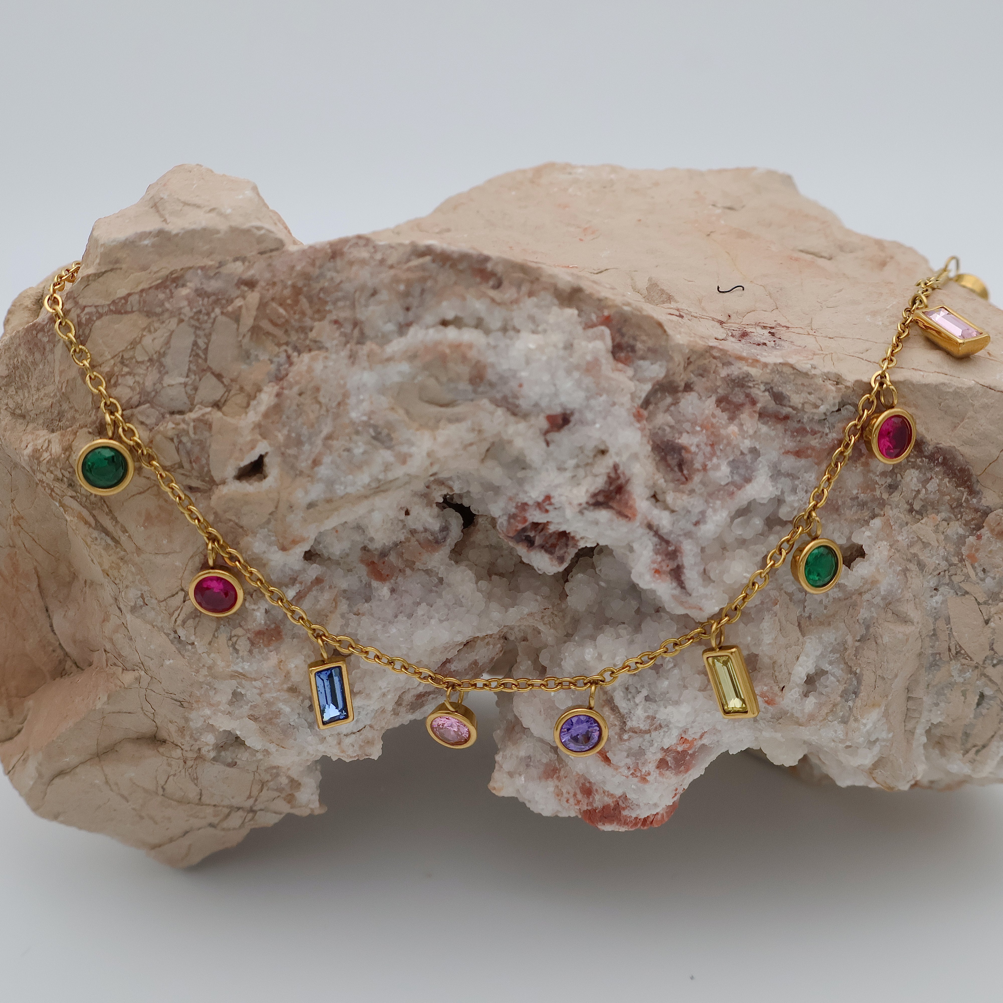 Bejeweled Charm Necklace (Gold)