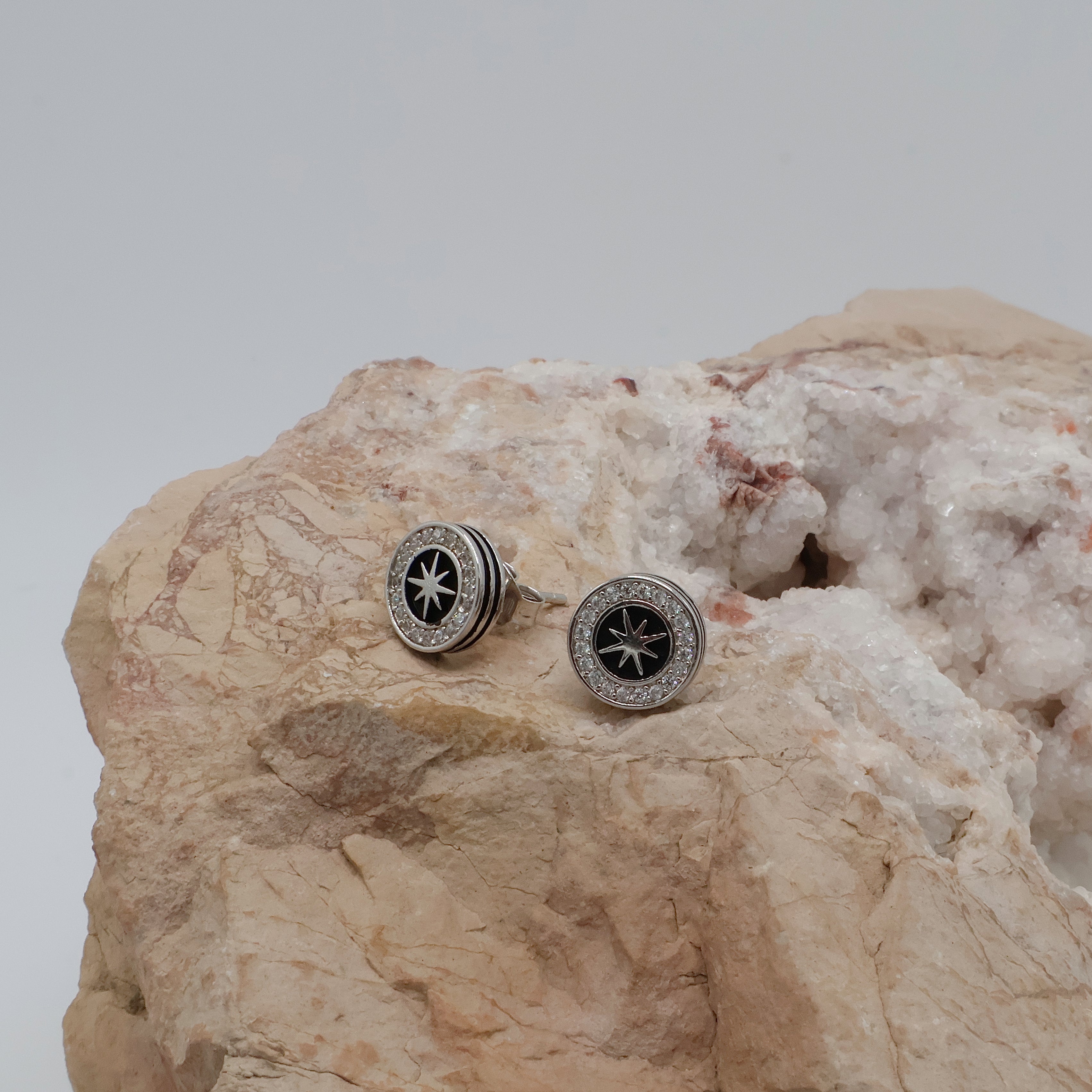 Compass Stud Earrings (Sterling Silver)