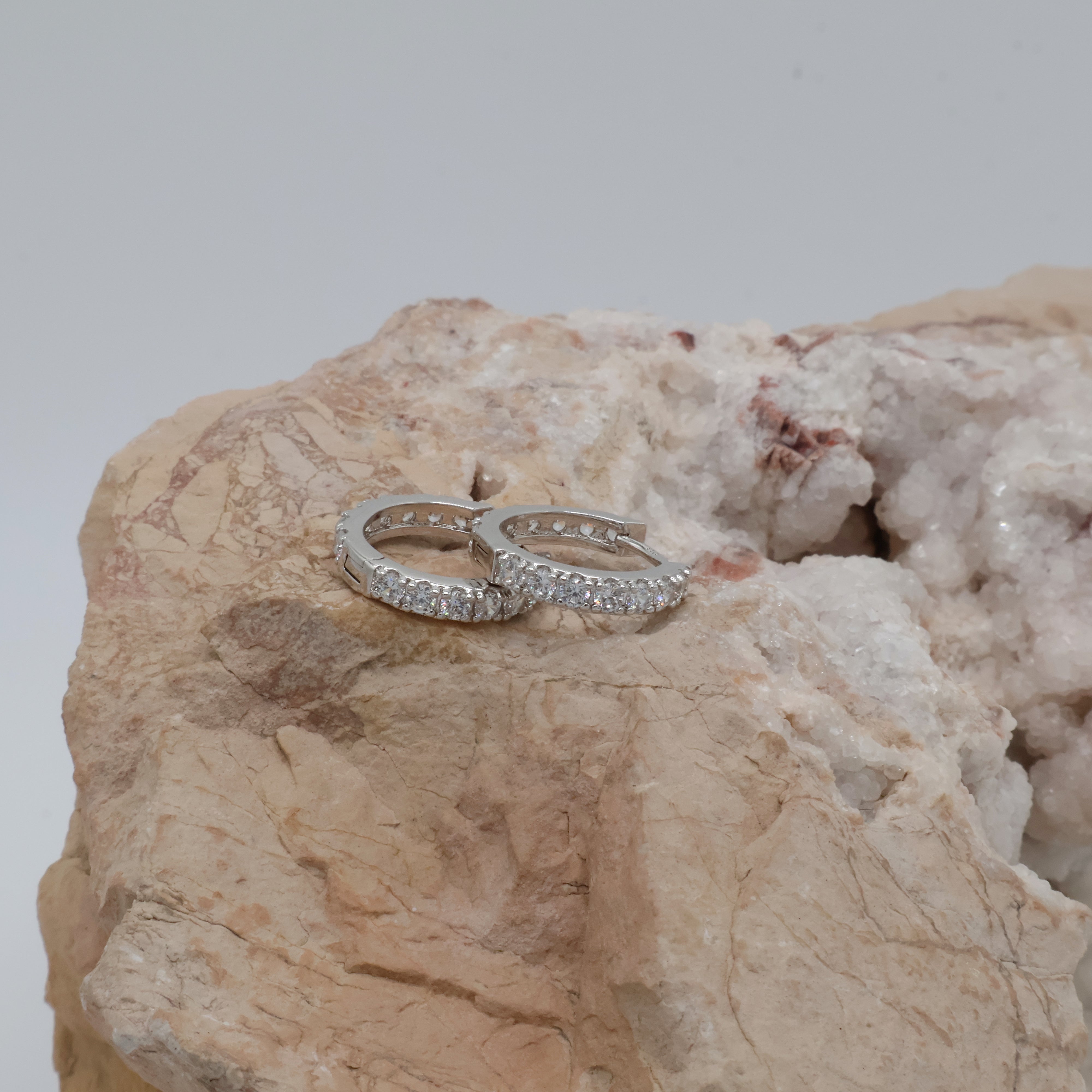 Huggie Stone Earrings (Sterling Silver)