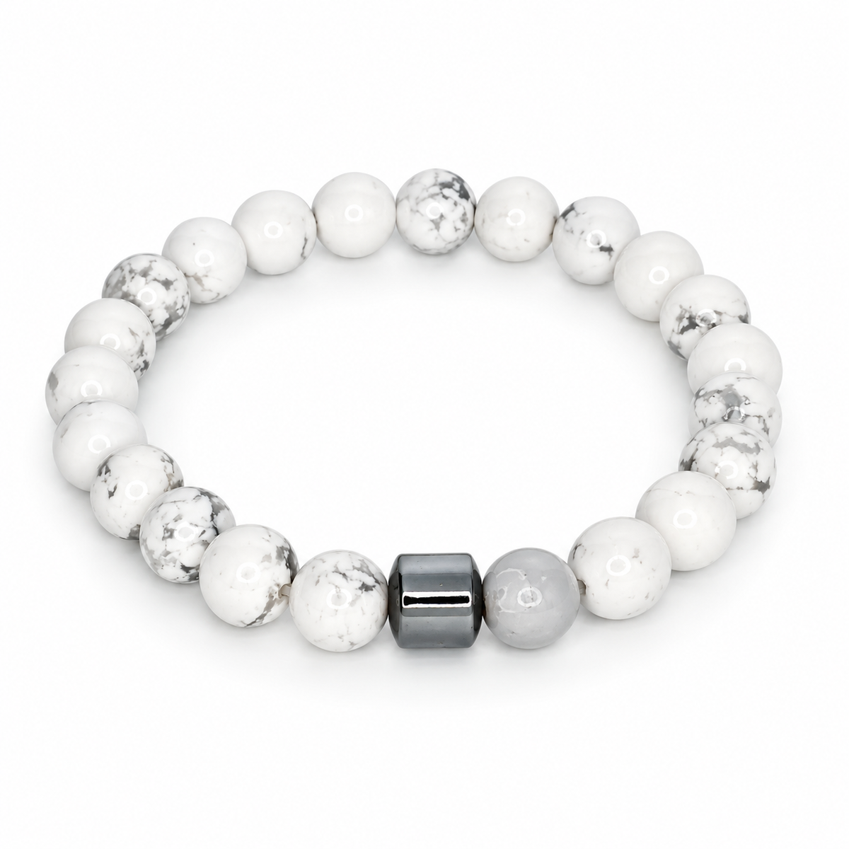 White Stone Bead Bracelet