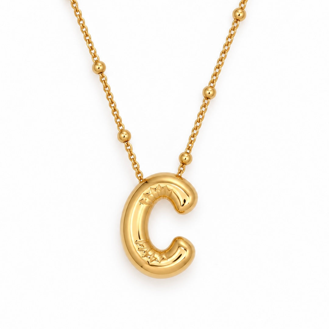 Bubble Letter Necklace (Gold)