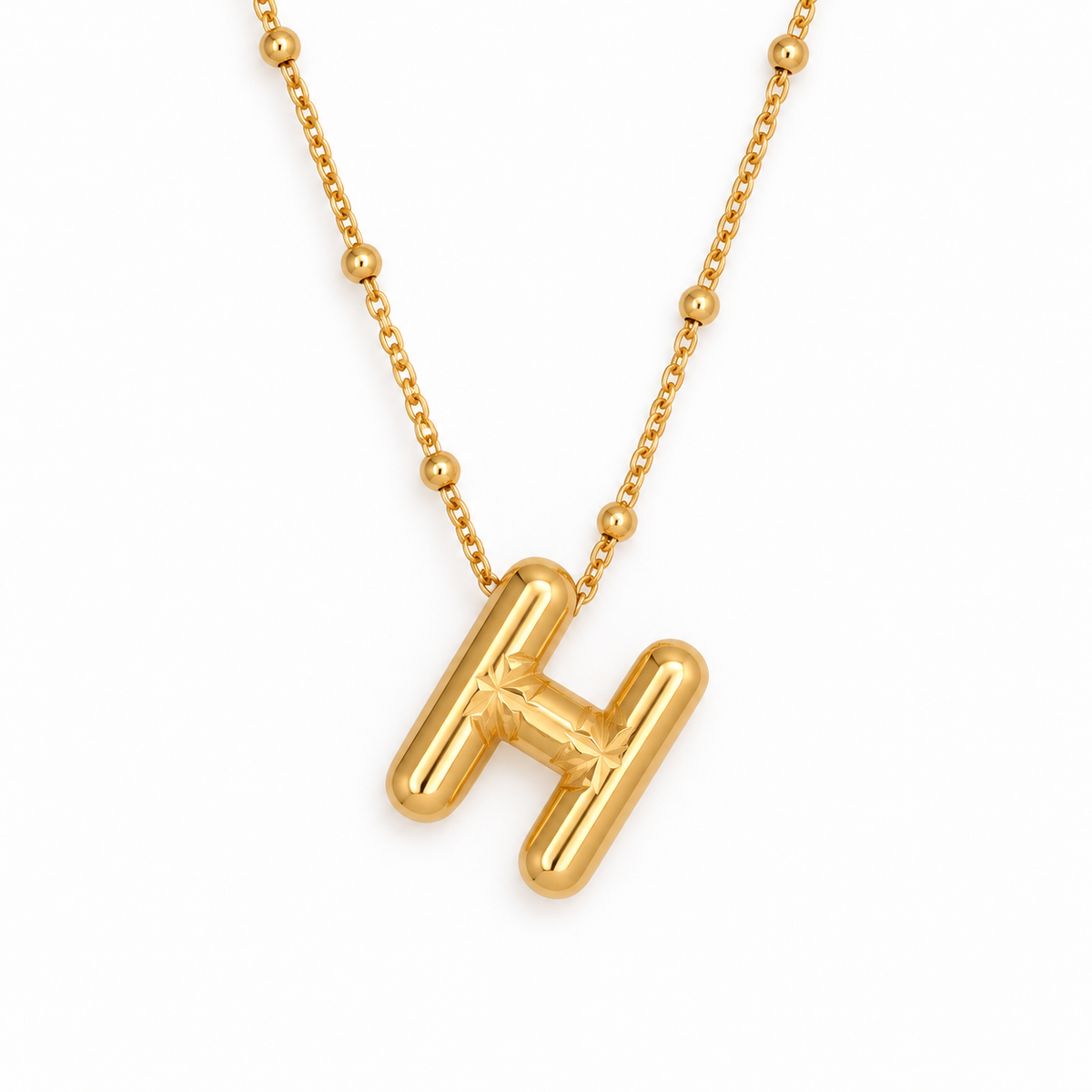 Bubble Letter Necklace (Gold)