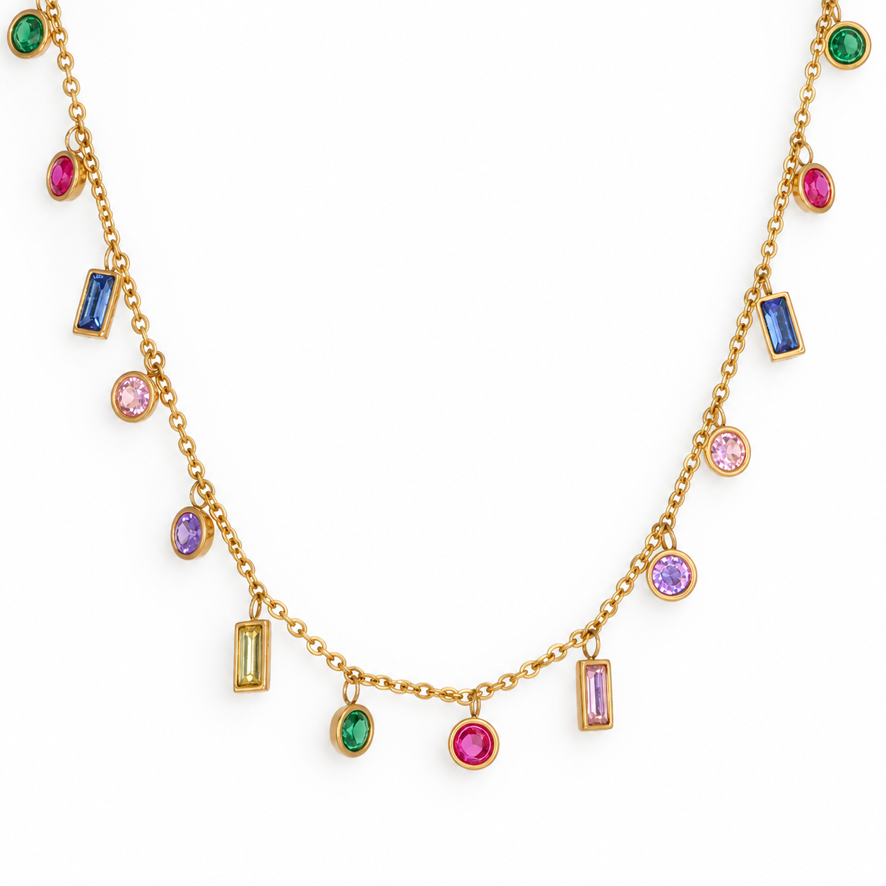 Bejeweled Charm Necklace (Gold)