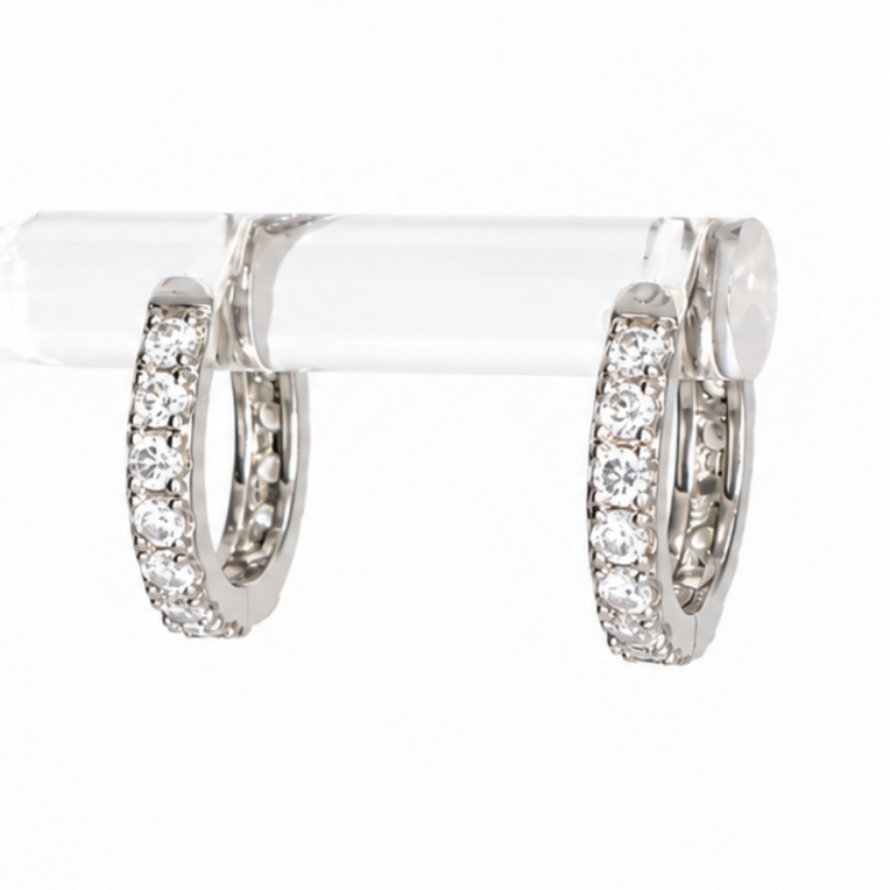 Huggie Stone Earrings (Silver)