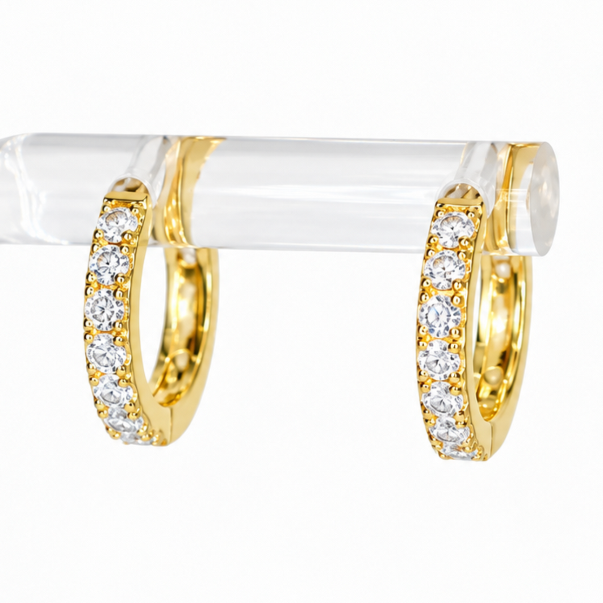 Huggie Stone Earrings (Gold)
